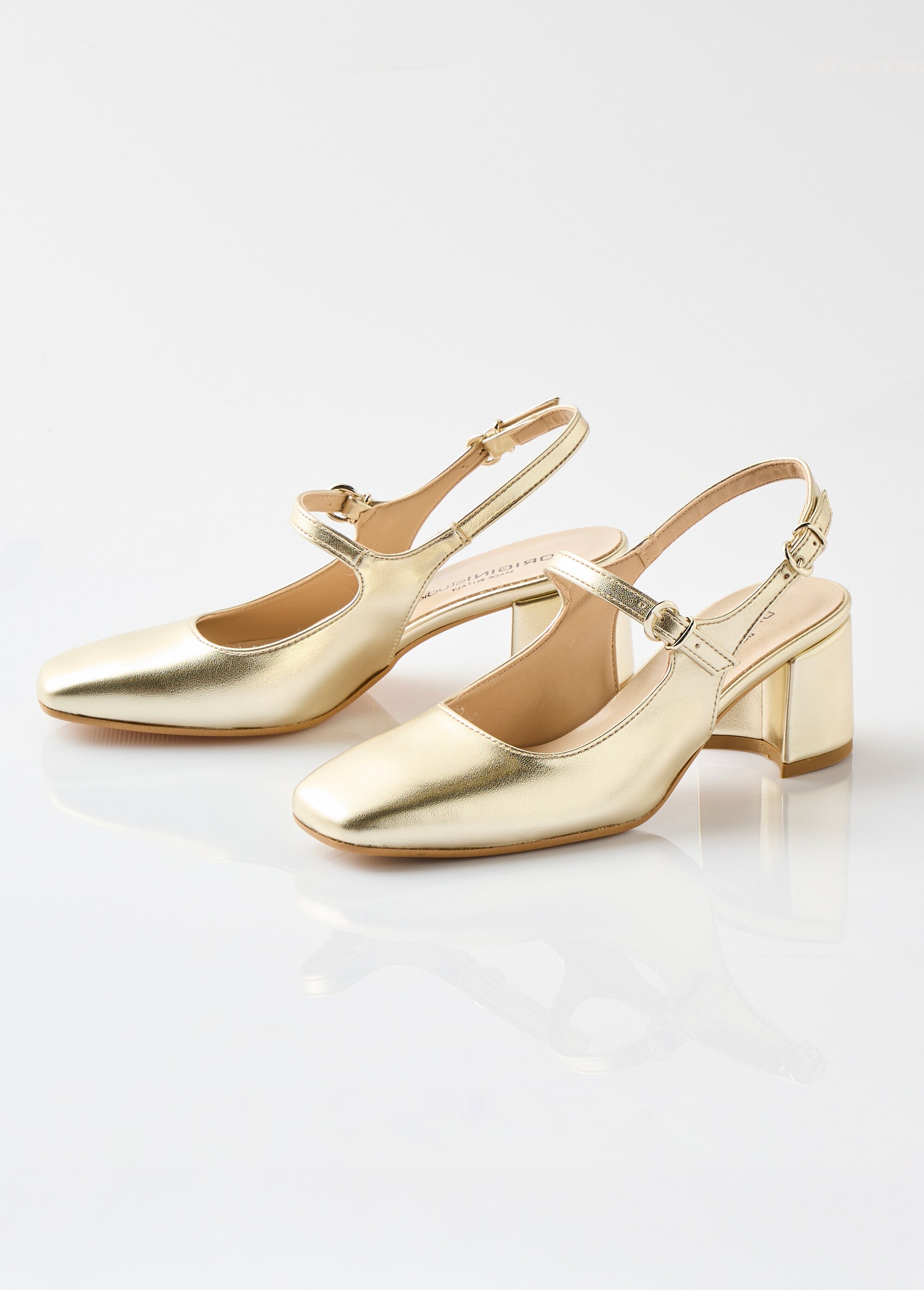 Escarpins babies vernis talon carré Femme Doré ORSENNES DE1