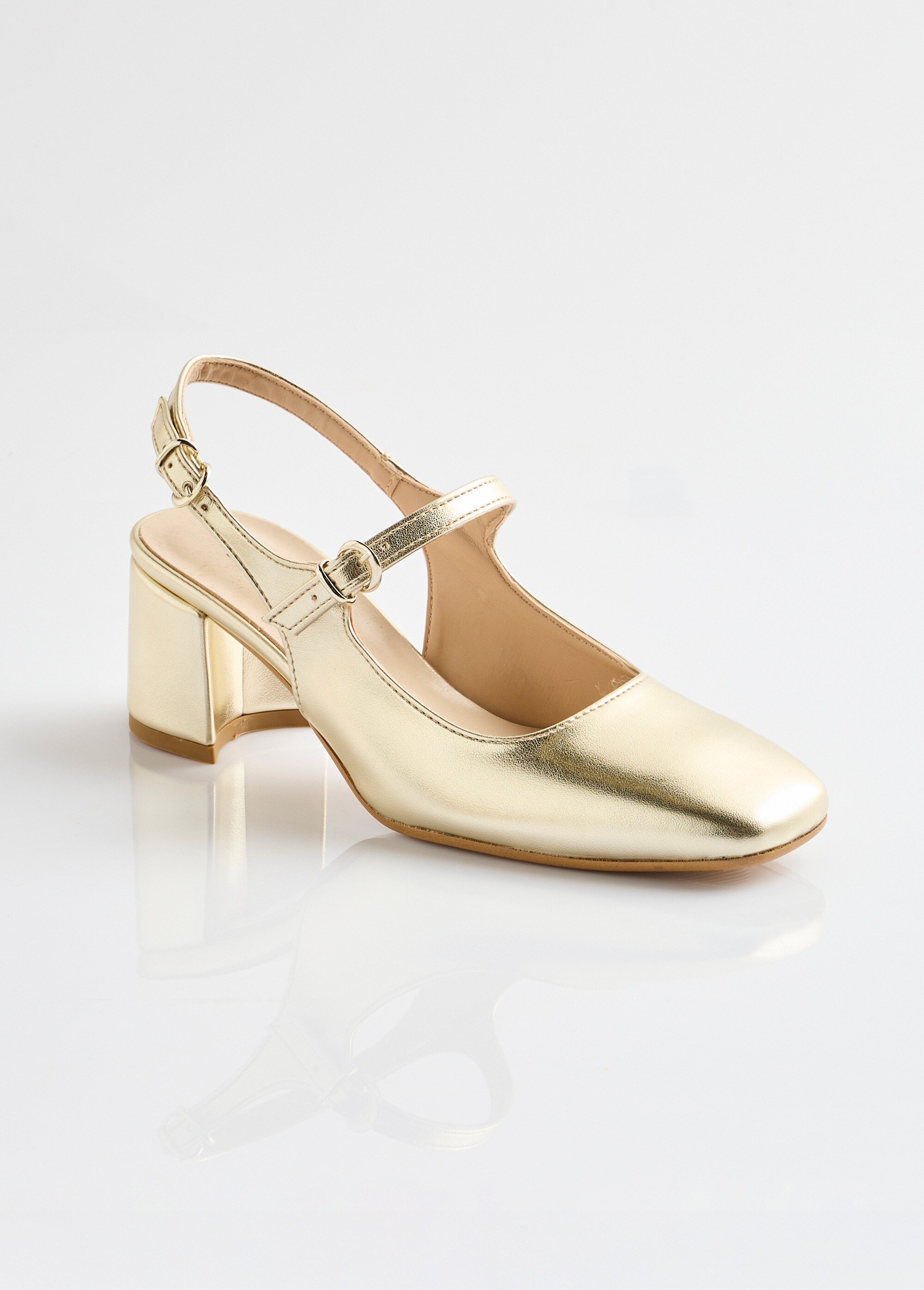 Escarpins babies vernis talon carré Femme Doré ORSENNES FA1