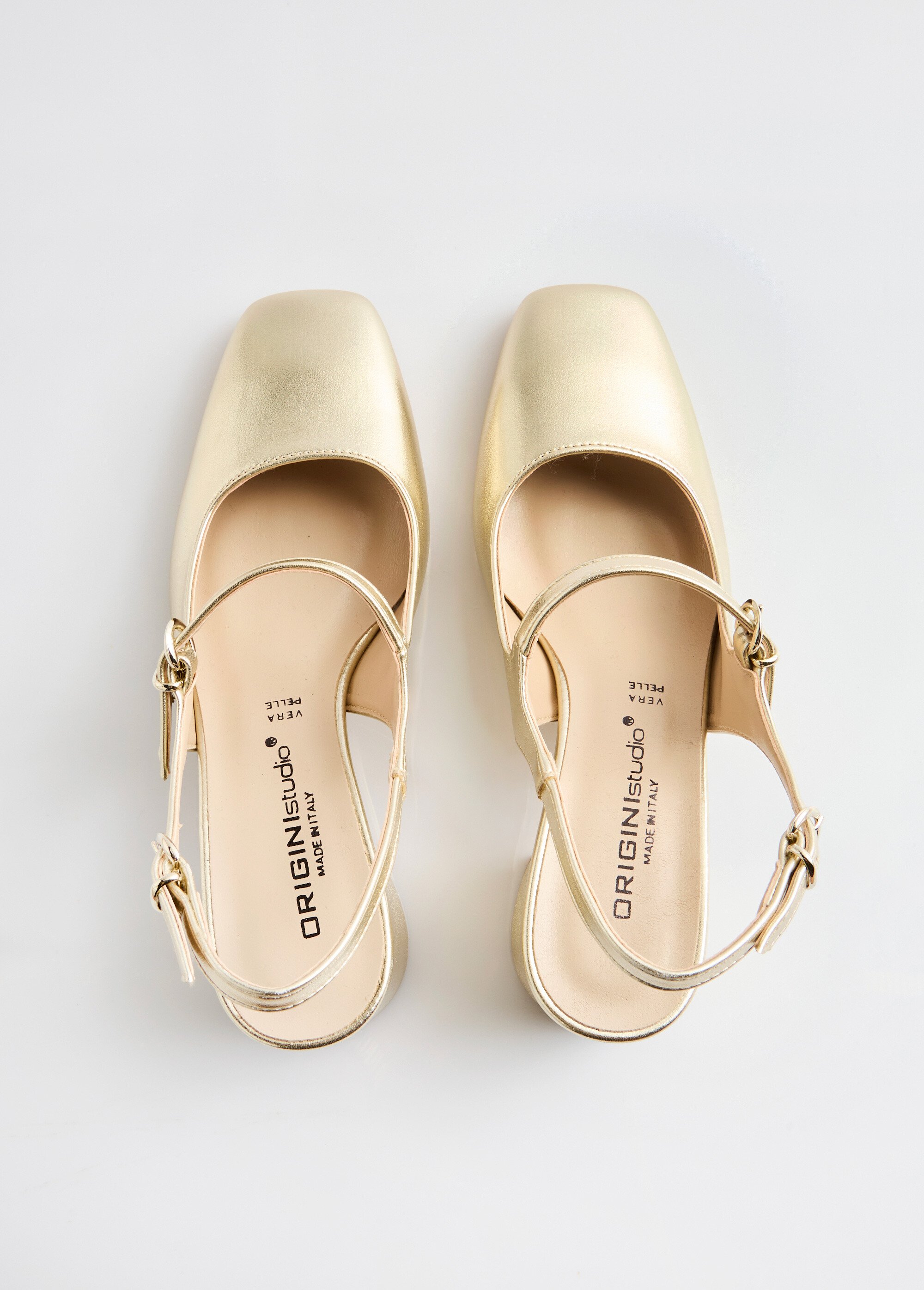 Escarpins babies vernis talon carré Femme Doré ORSENNES OV1