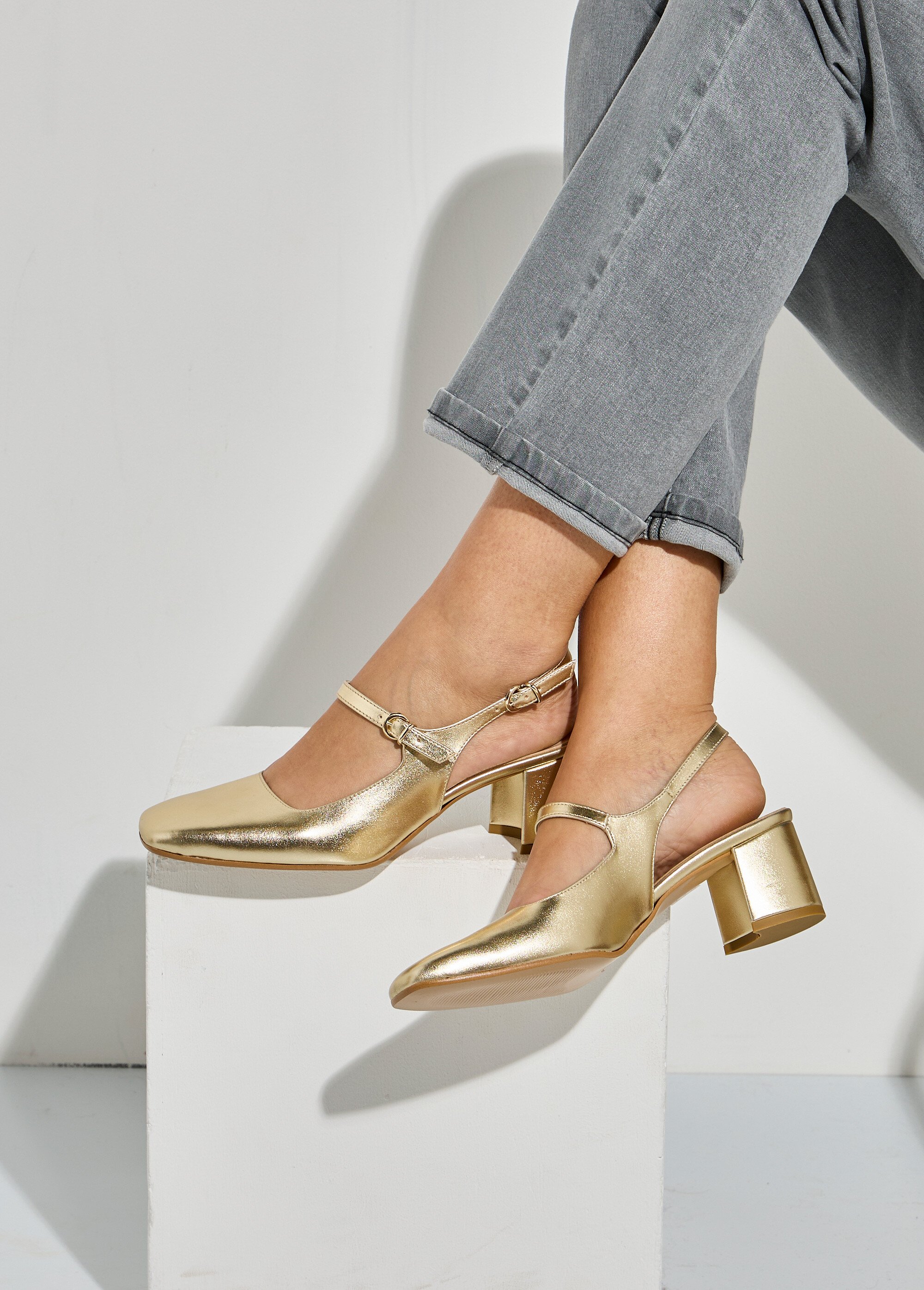 Escarpins babies vernis talon carré Femme Doré ORSENNES SI1