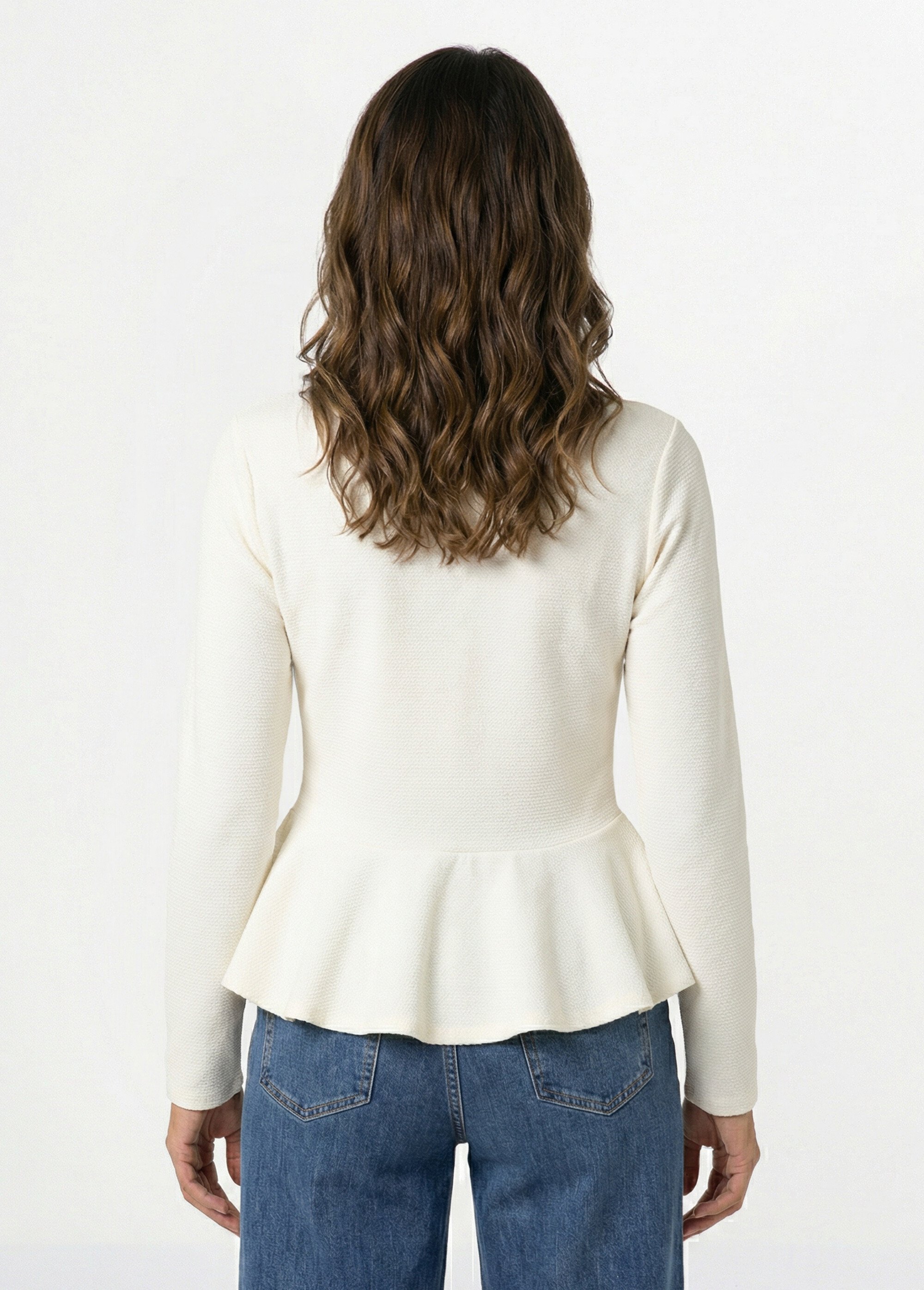 Gilet à basques avec boutons métallisés Femme Beige IA-AR977 DO1