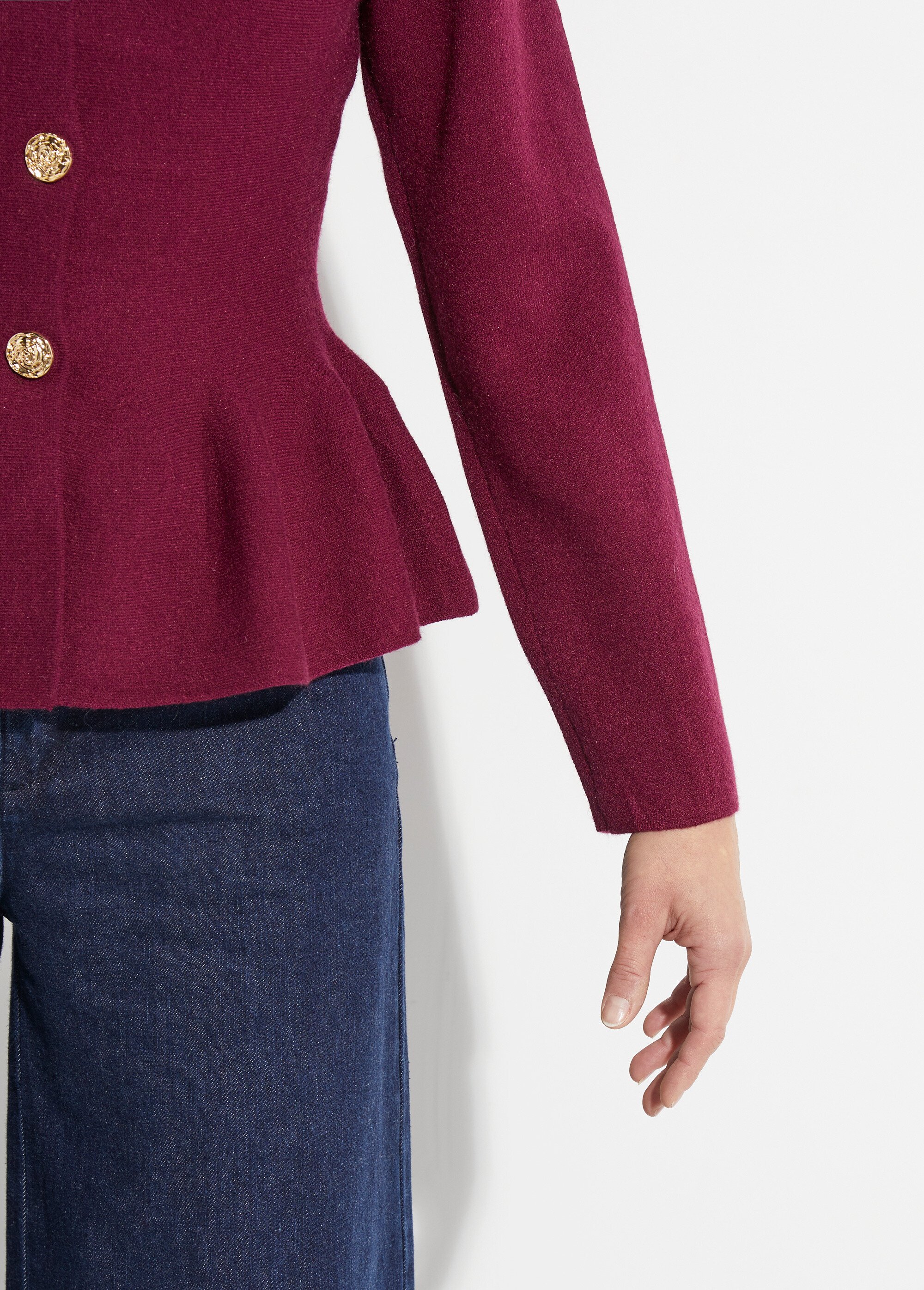 Gilet à basques avec boutons métallisés Femme Rouge IA-AR977 DE2