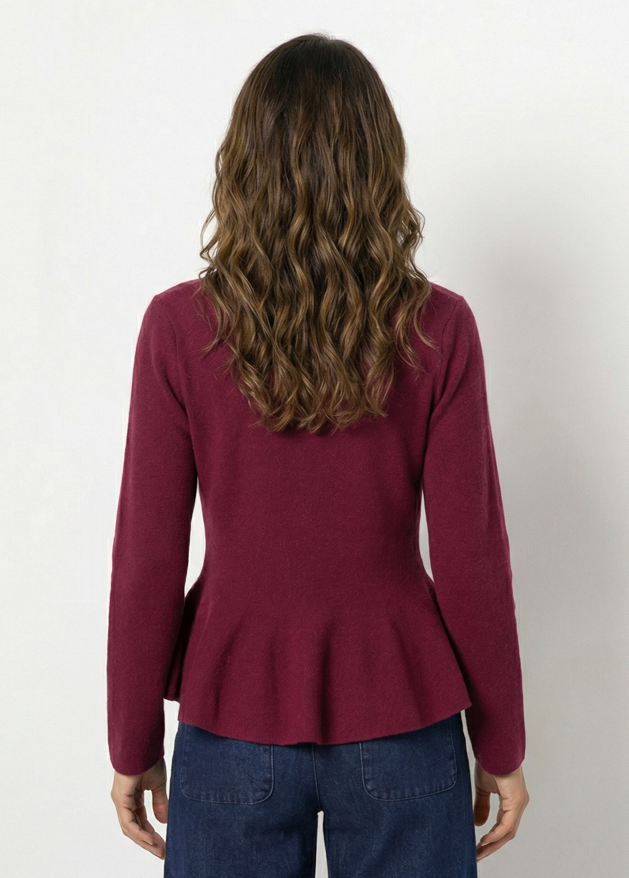 Gilet à basques avec boutons métallisés Femme Rouge IA-AR977 DO1