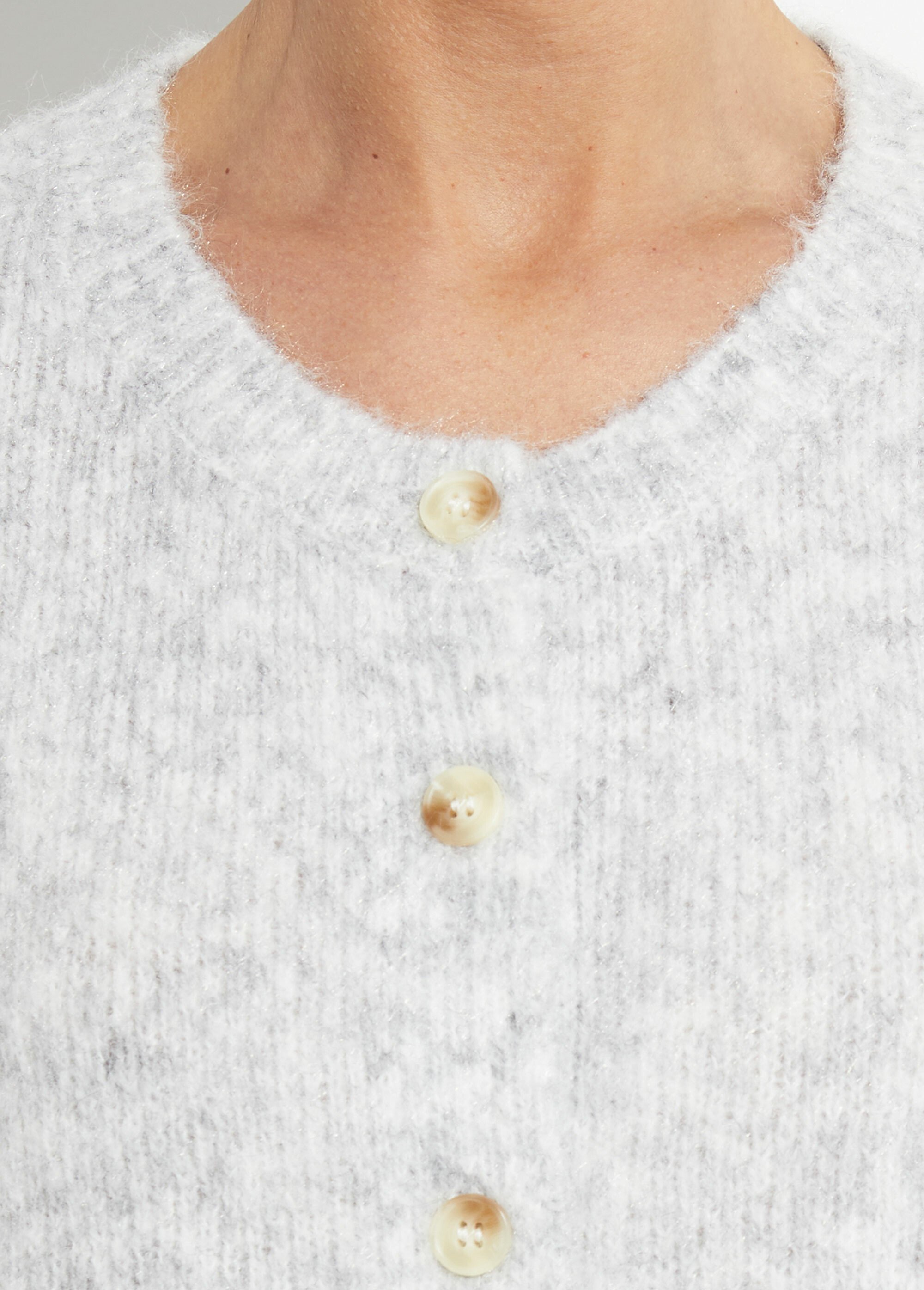 Gilet col rond en maille avec laine Femme Gris IA-AR1014 DE1