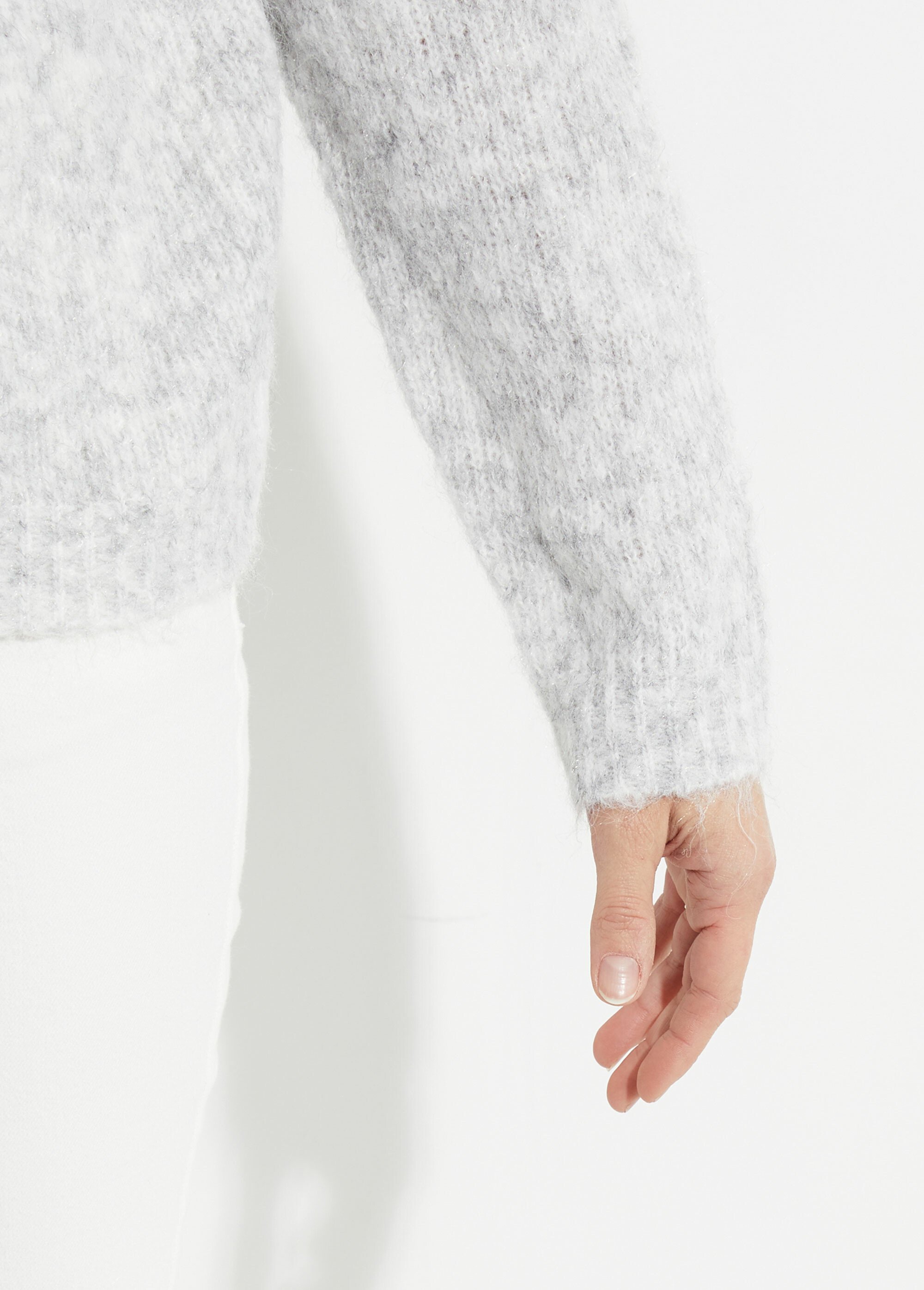 Gilet col rond en maille avec laine Femme Gris IA-AR1014 DE2