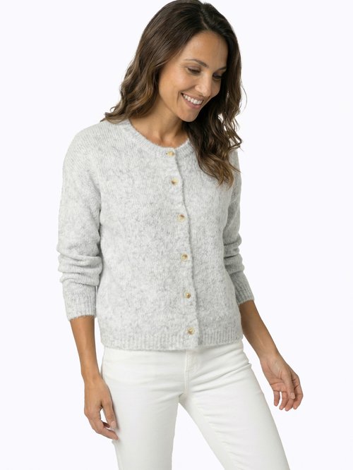 Gilet col rond en maille avec laine Femme Gris IA-AR1014 MV1