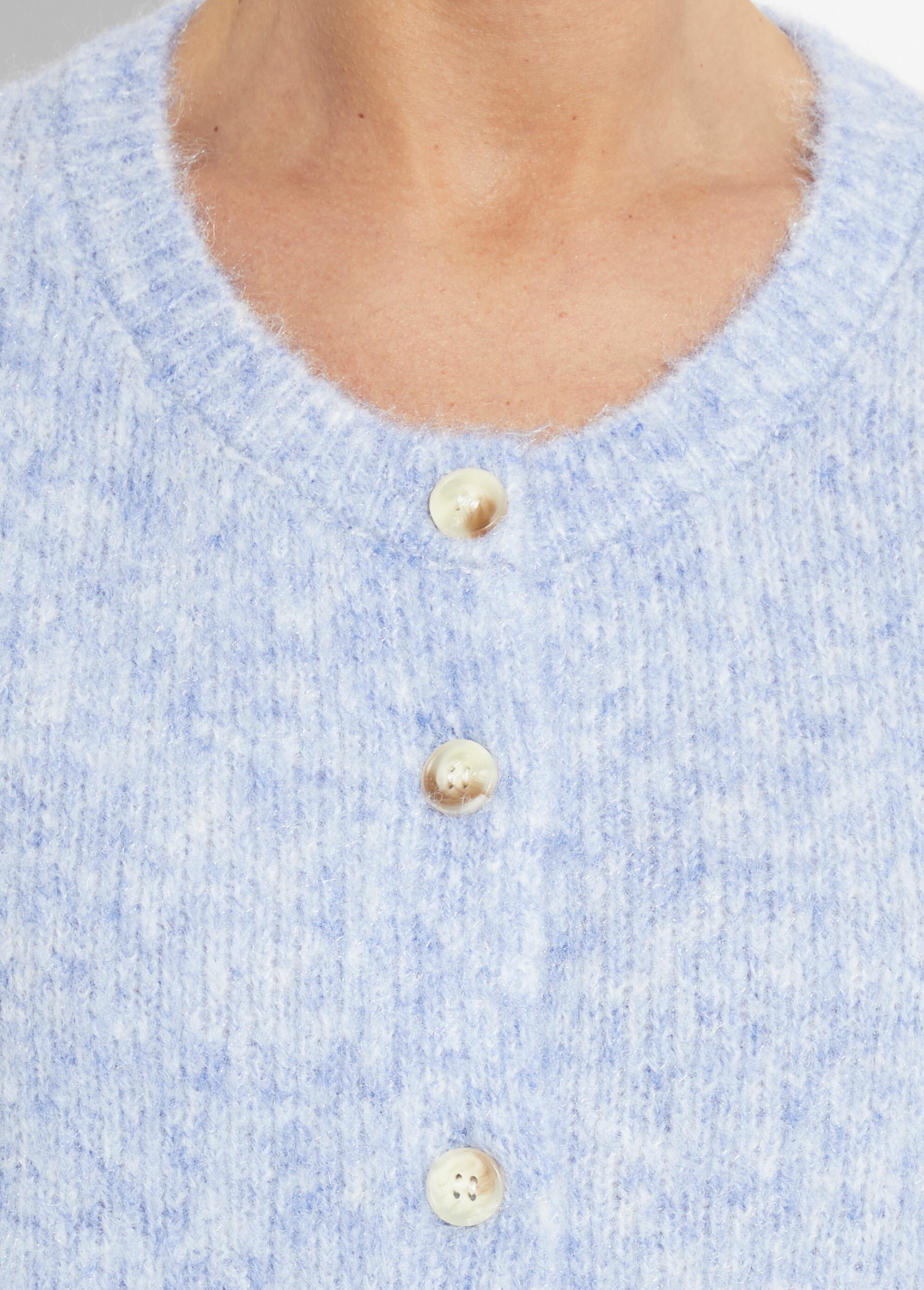 Gilet col rond en maille avec laine Femme Bleu IA-AR1014 DE1