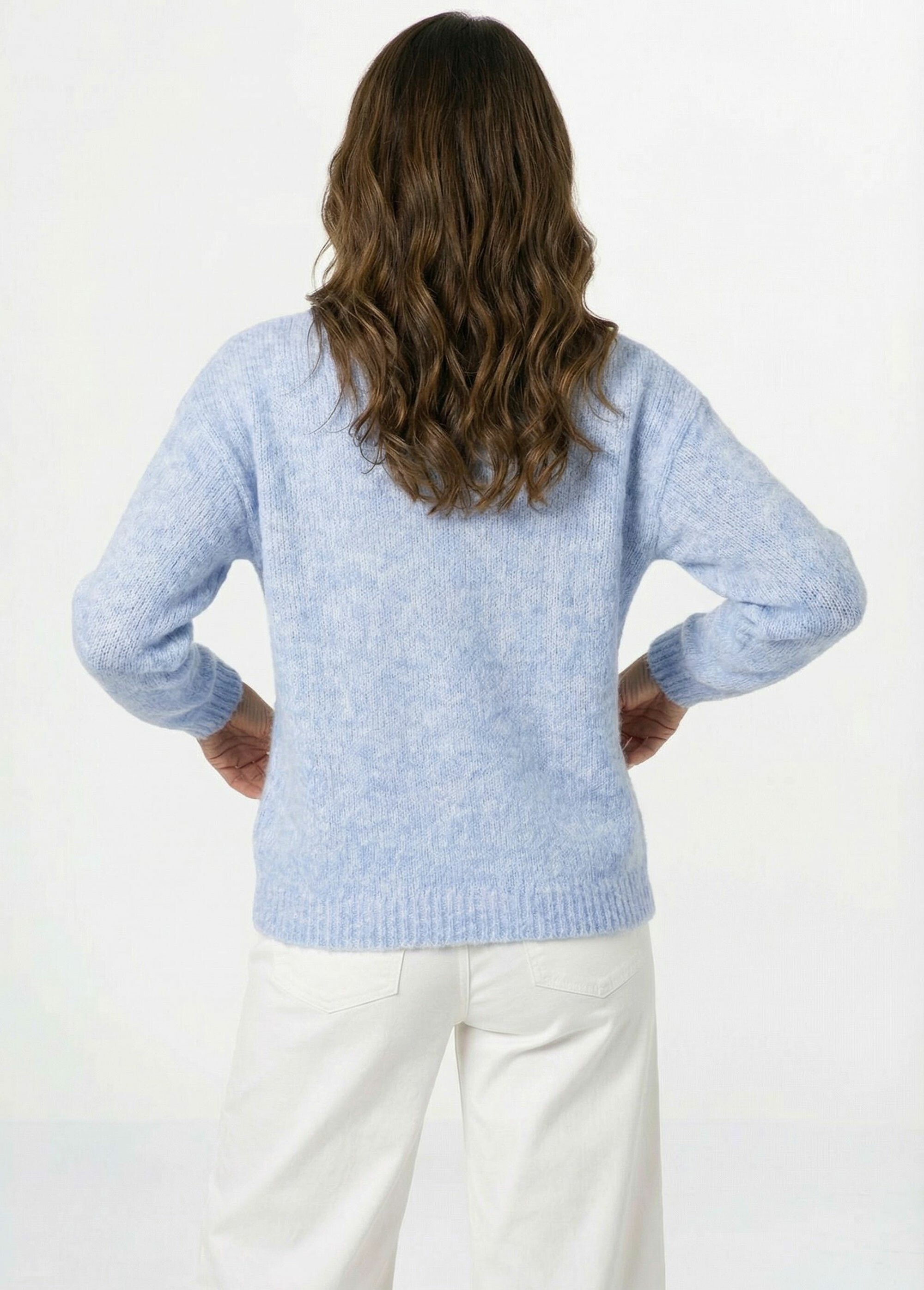 Gilet col rond en maille avec laine