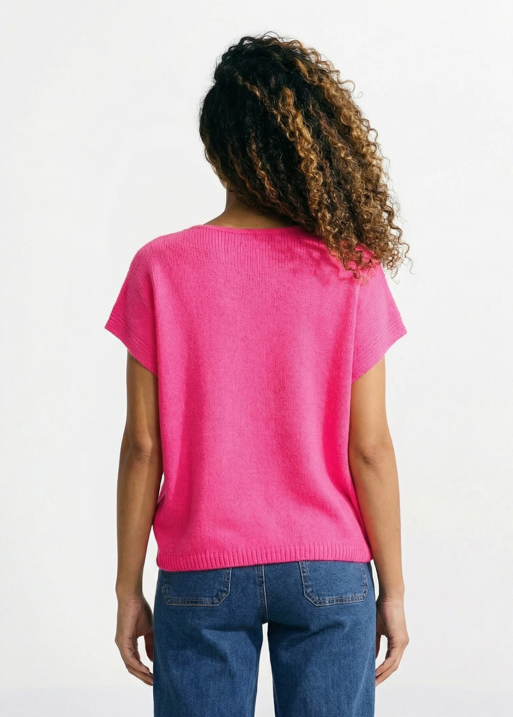 Gilet manches courtes boutons métallisés Femme Rose AMI-12251 DO1