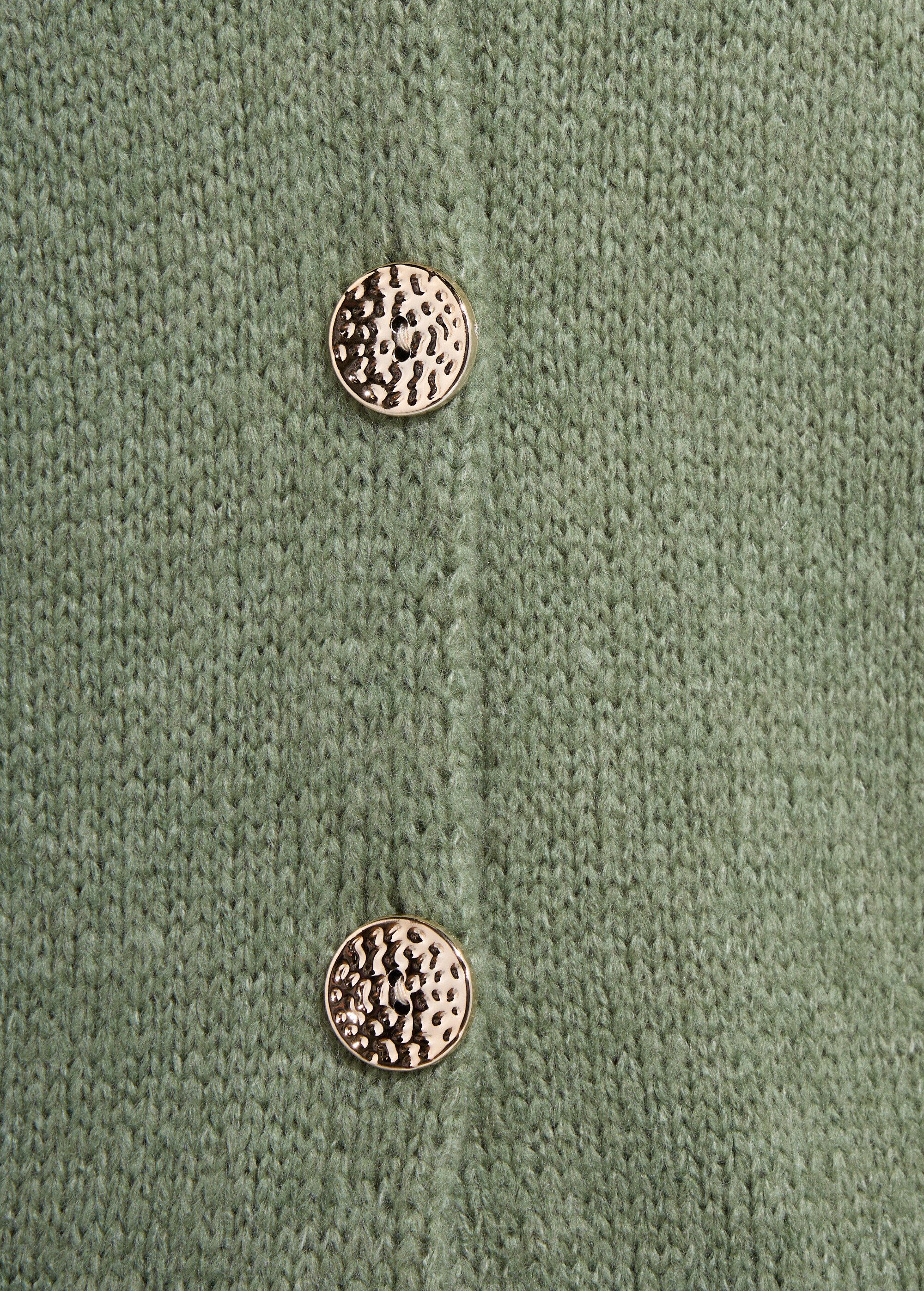 Gilet manches courtes boutons métallisés Femme Vert AMI-12251 DE1