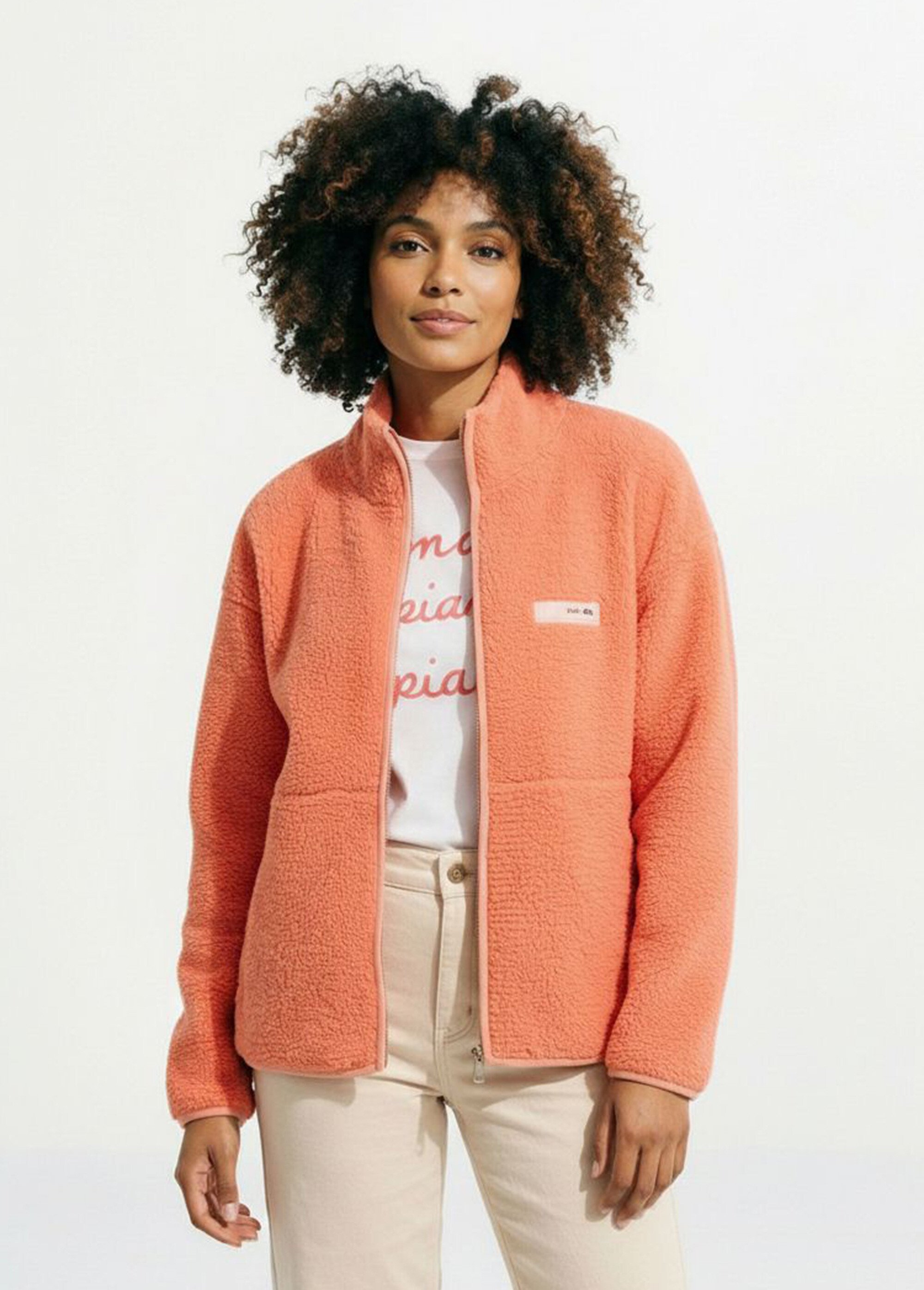 Gilet zippé chaud polaire, col montant Femme Orange AMI-AM3133 FA1