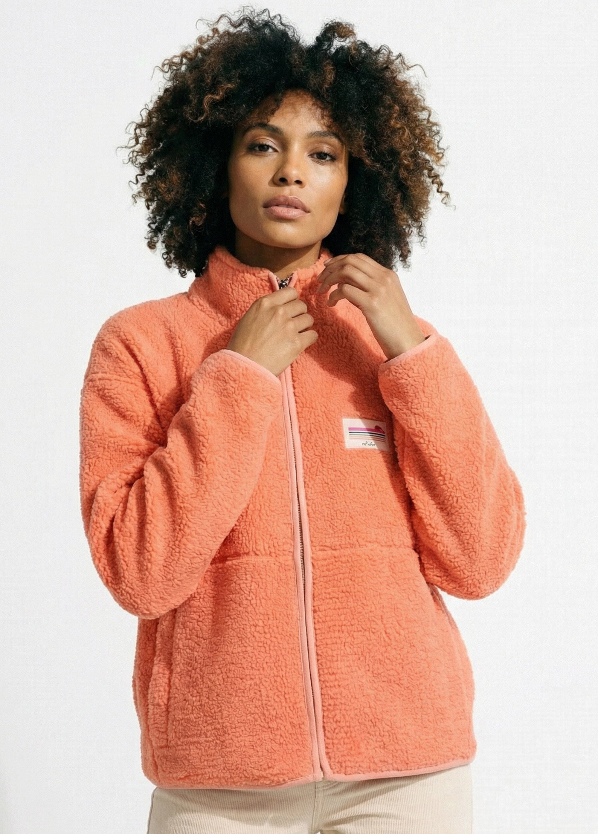 Gilet zippé chaud polaire, col montant Femme Orange AMI-AM3133 MV1