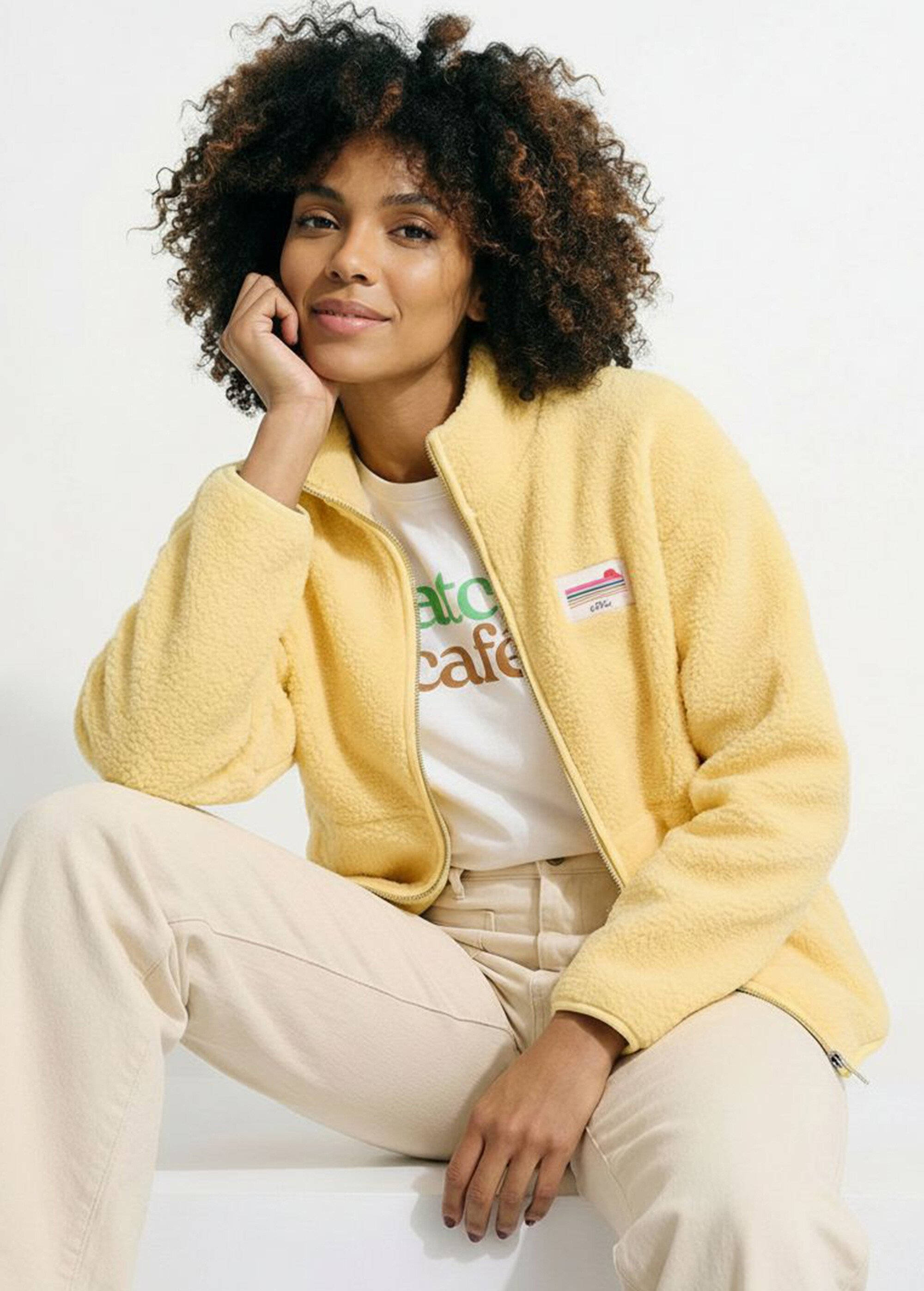 Gilet zippé chaud polaire, col montant Femme Jaune AMI-AM3133 MV1