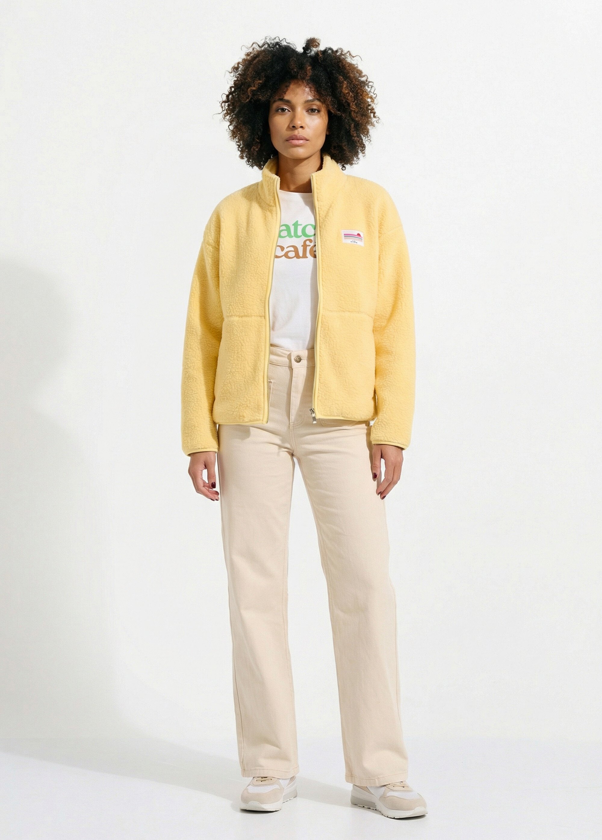 Gilet zippé chaud polaire, col montant Femme Jaune AMI-AM3133 SF1