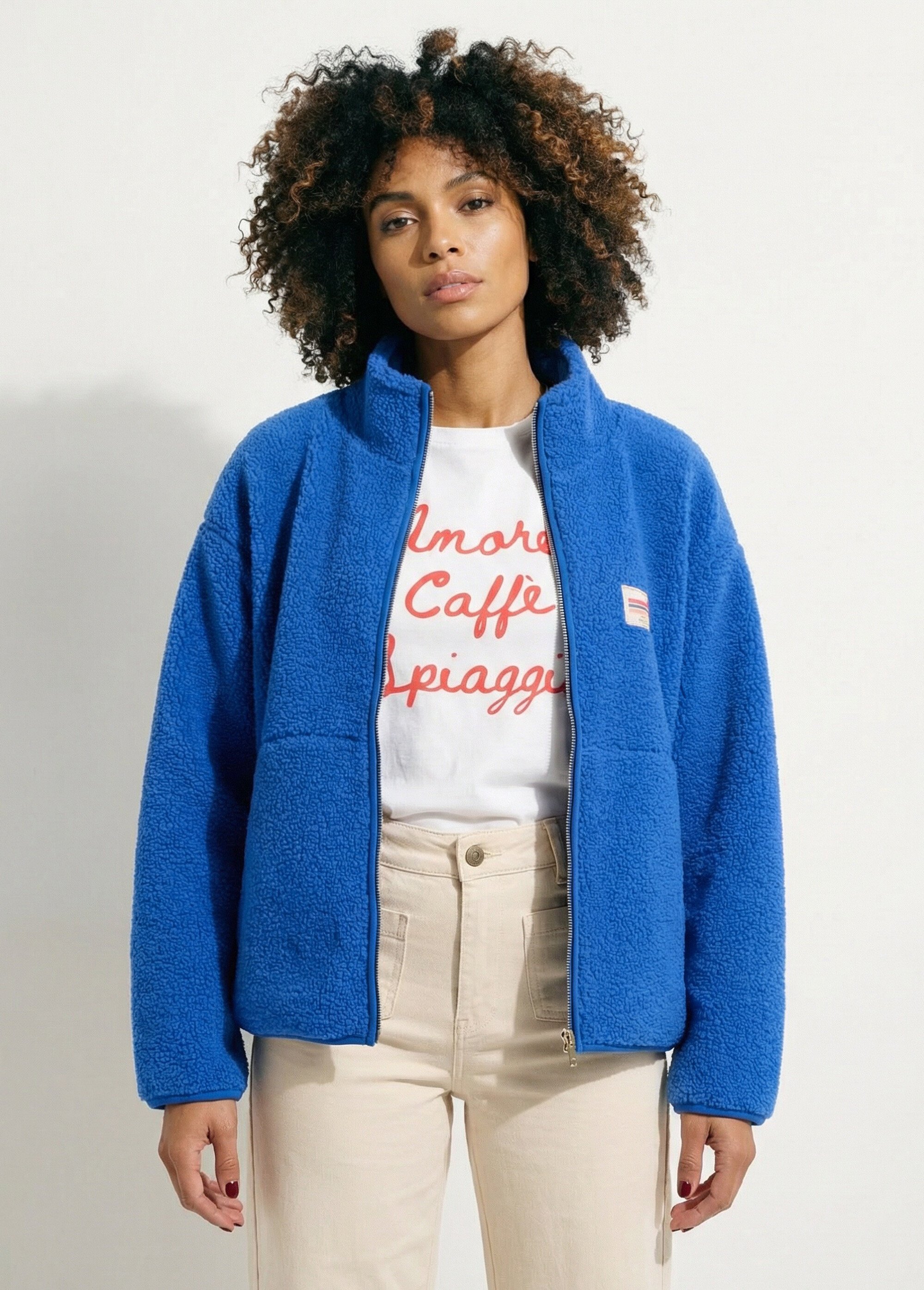 Gilet zippé chaud polaire, col montant Femme Bleu AMI-AM3133 FA1