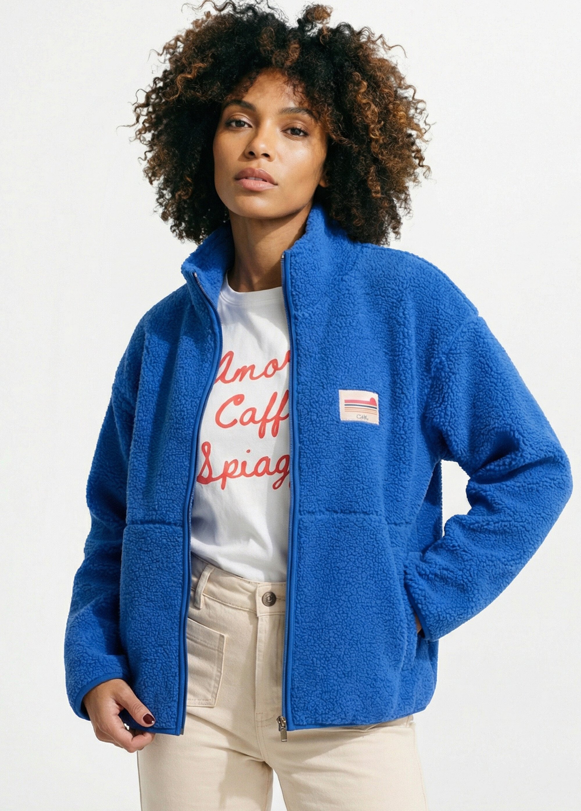 Gilet zippé chaud polaire, col montant Femme Bleu AMI-AM3133 MV1