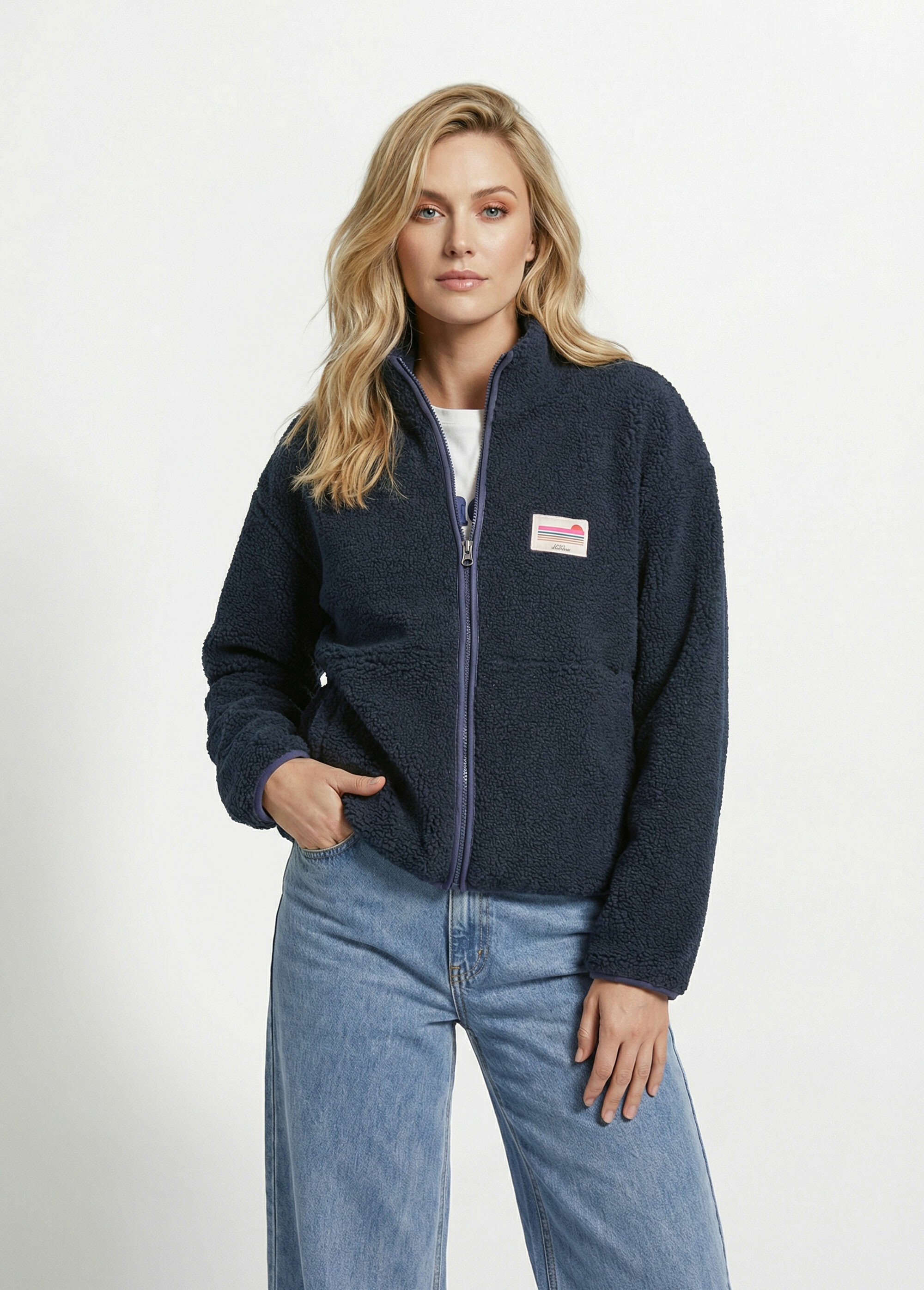 Gilet zippé chaud polaire, col montant Femme Bleu AMI-AM3133 FA1