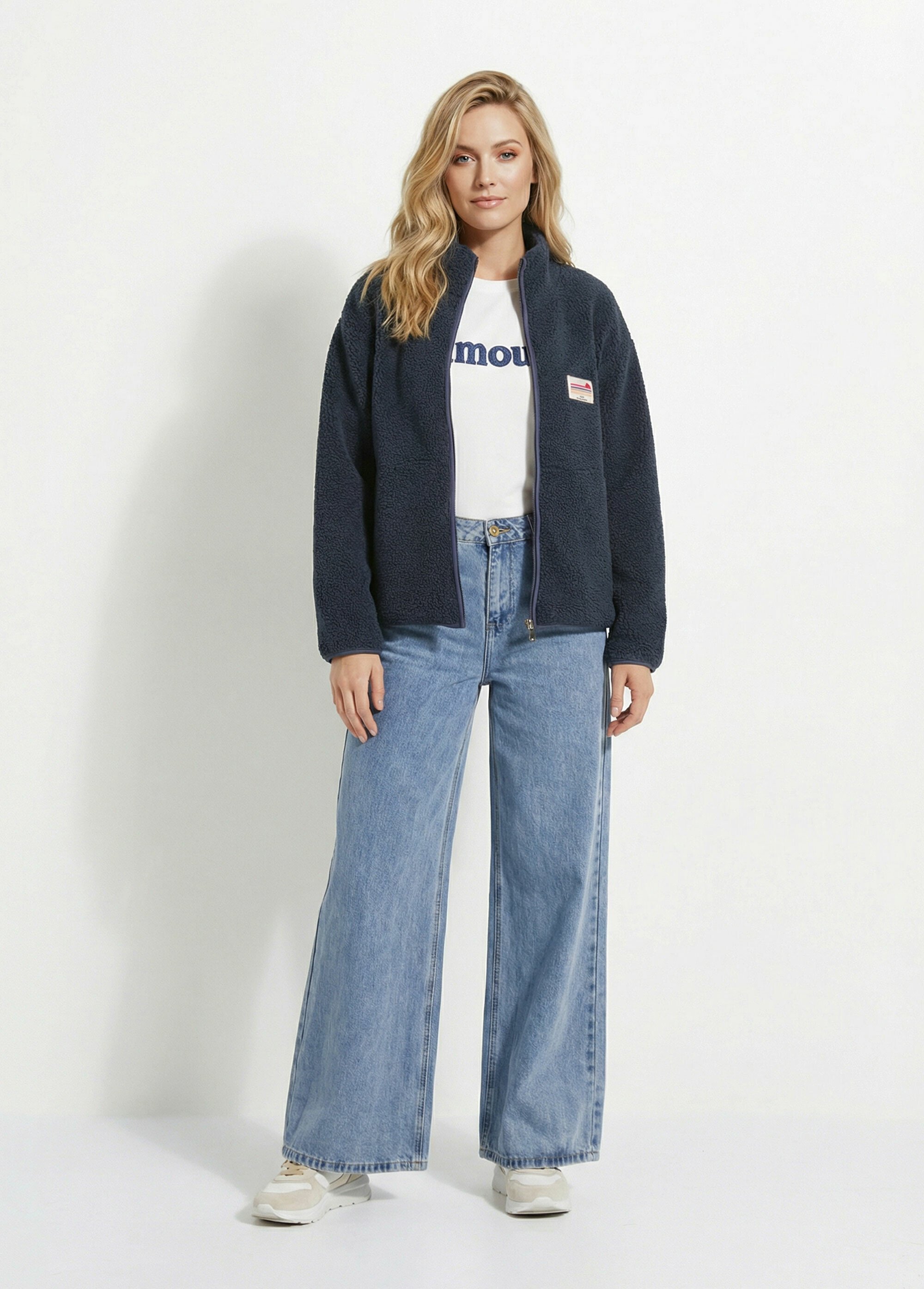 Gilet zippé chaud polaire, col montant Femme Bleu AMI-AM3133 SF1