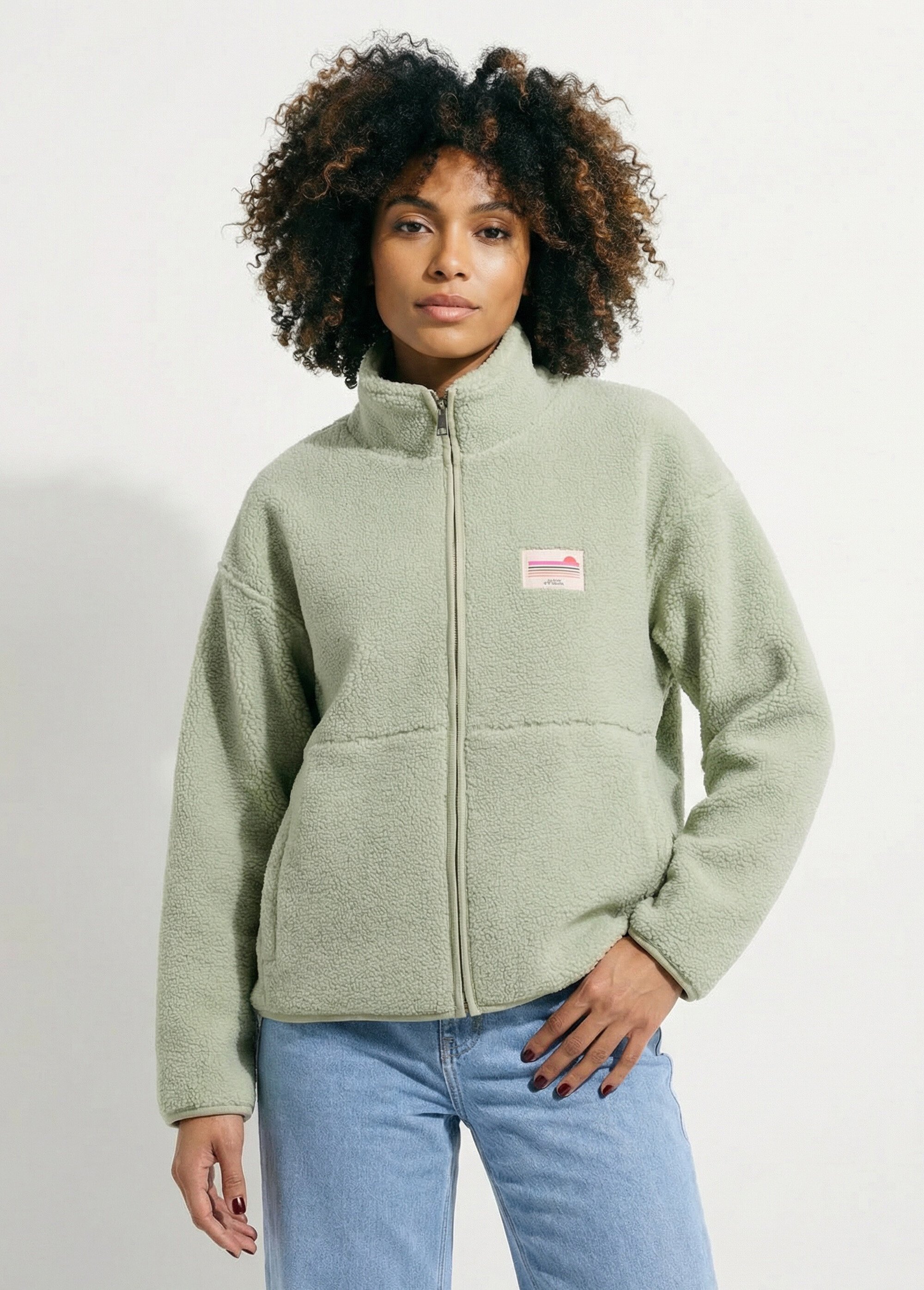 Gilet zippé chaud polaire, col montant Femme Vert AMI-AM3133 FA1