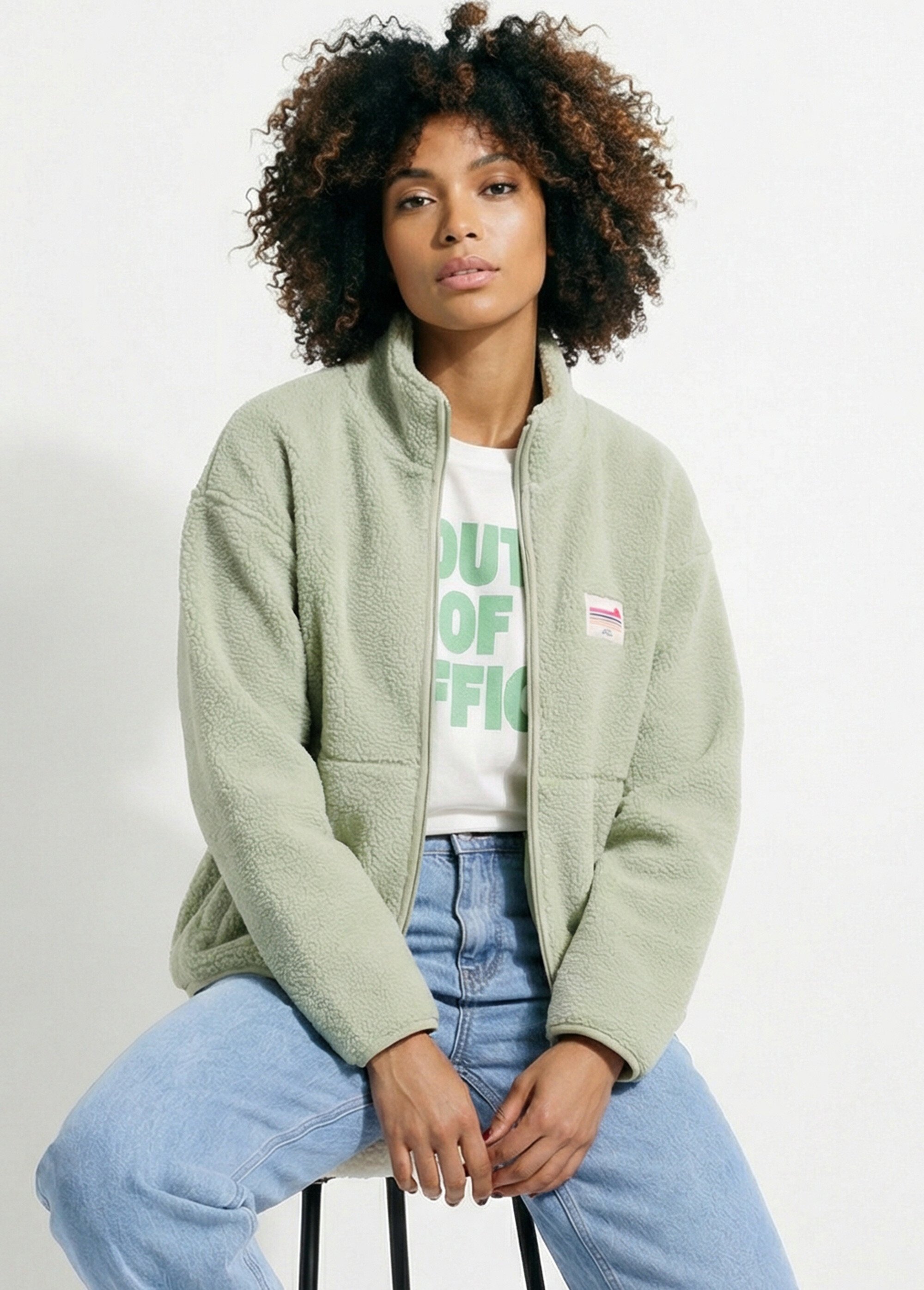 Gilet zippé chaud polaire, col montant Femme Vert AMI-AM3133 MV1