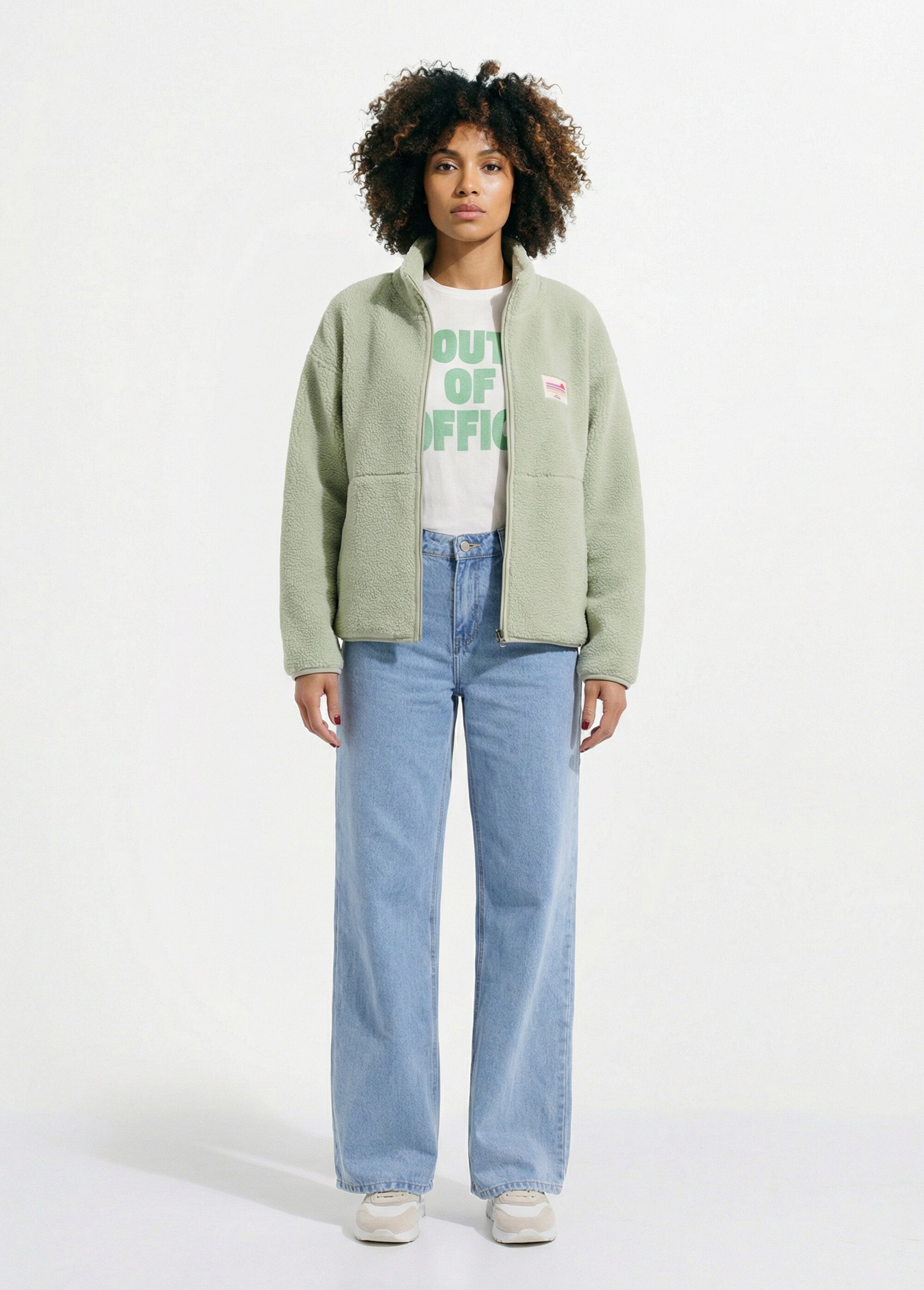 Gilet zippé chaud polaire, col montant Femme Vert AMI-AM3133 SF1