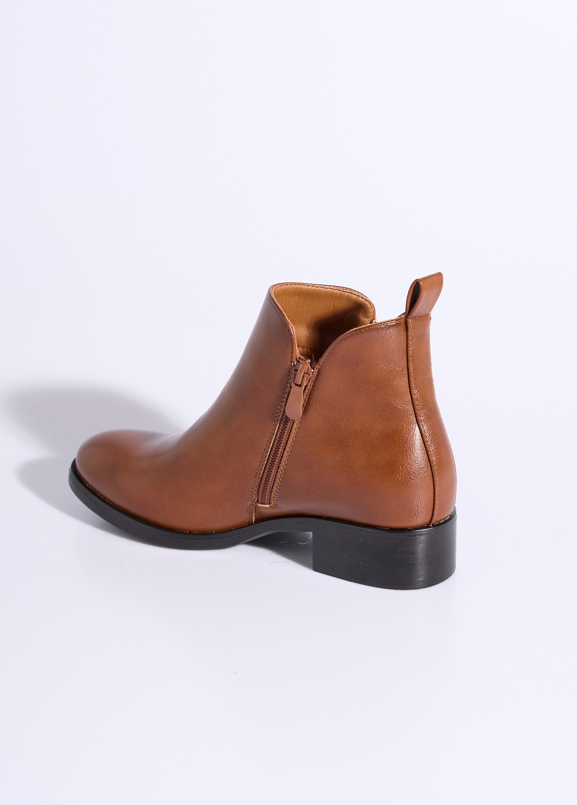 Low boots à talon large et zip déco Femme Marron JPTDF-5326 DO1