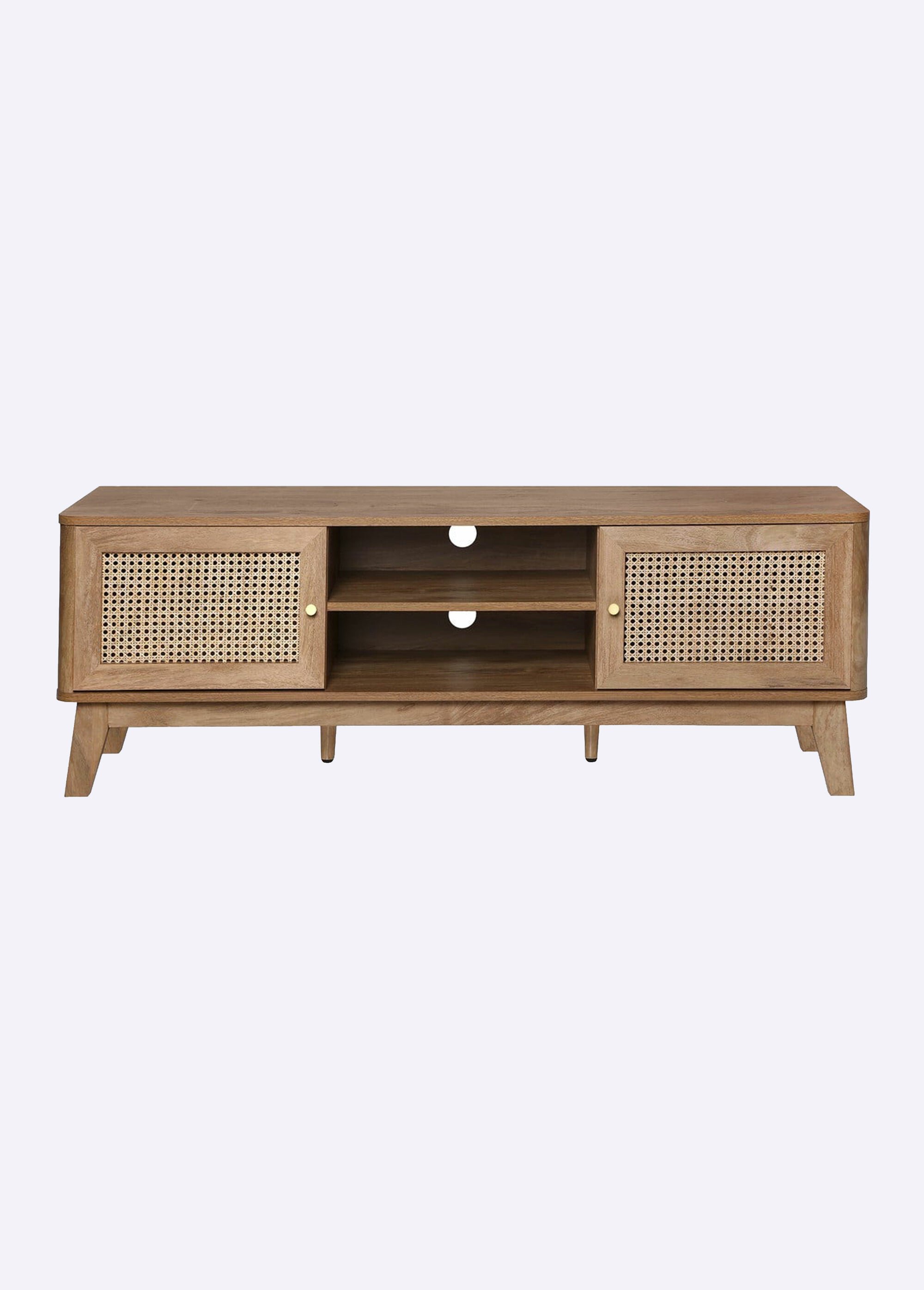 PALMO Meuble TV décor cannage rotin BEIGE CAL-13962133 FA1