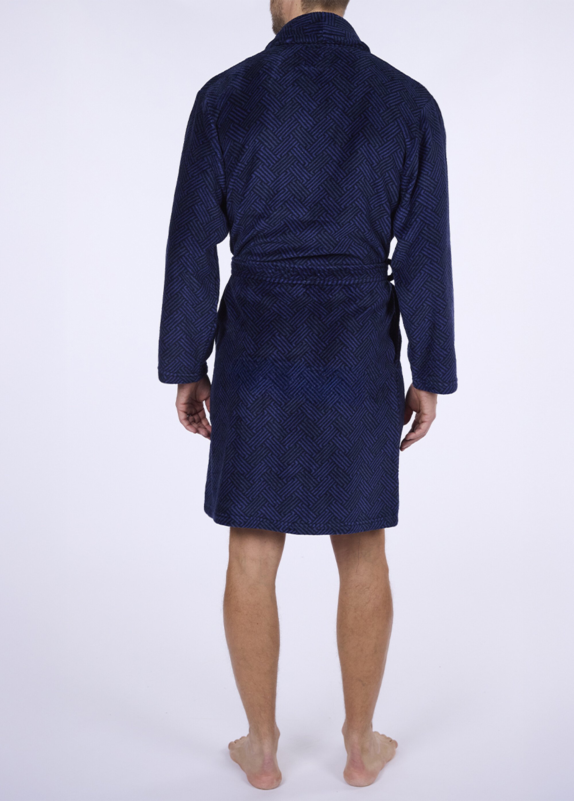 Peignoir chaud col châle motif chevrons Homme Bleu CTMDH.DEER.RCF DO1