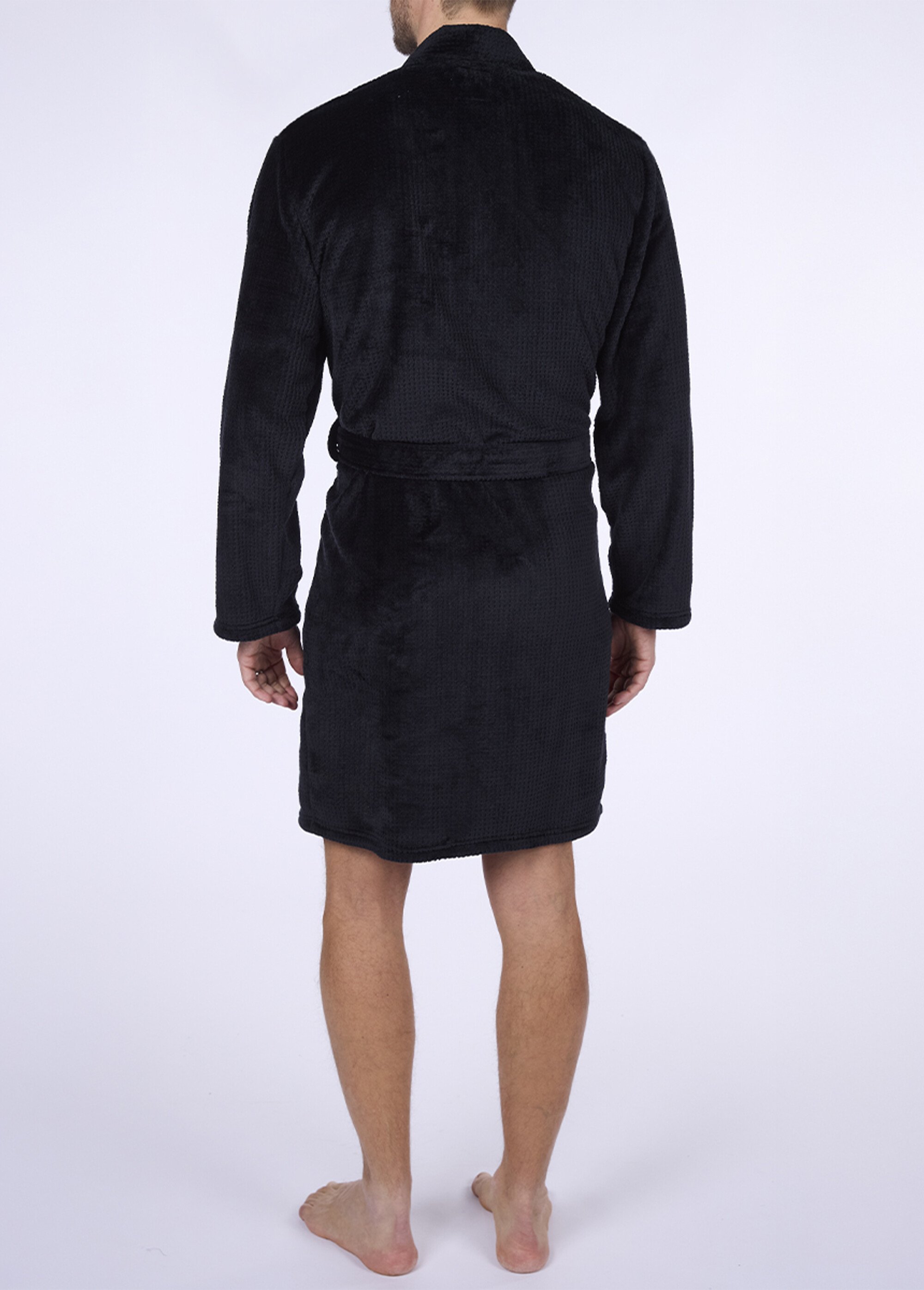 Peignoir chaud uni col châle pour homme