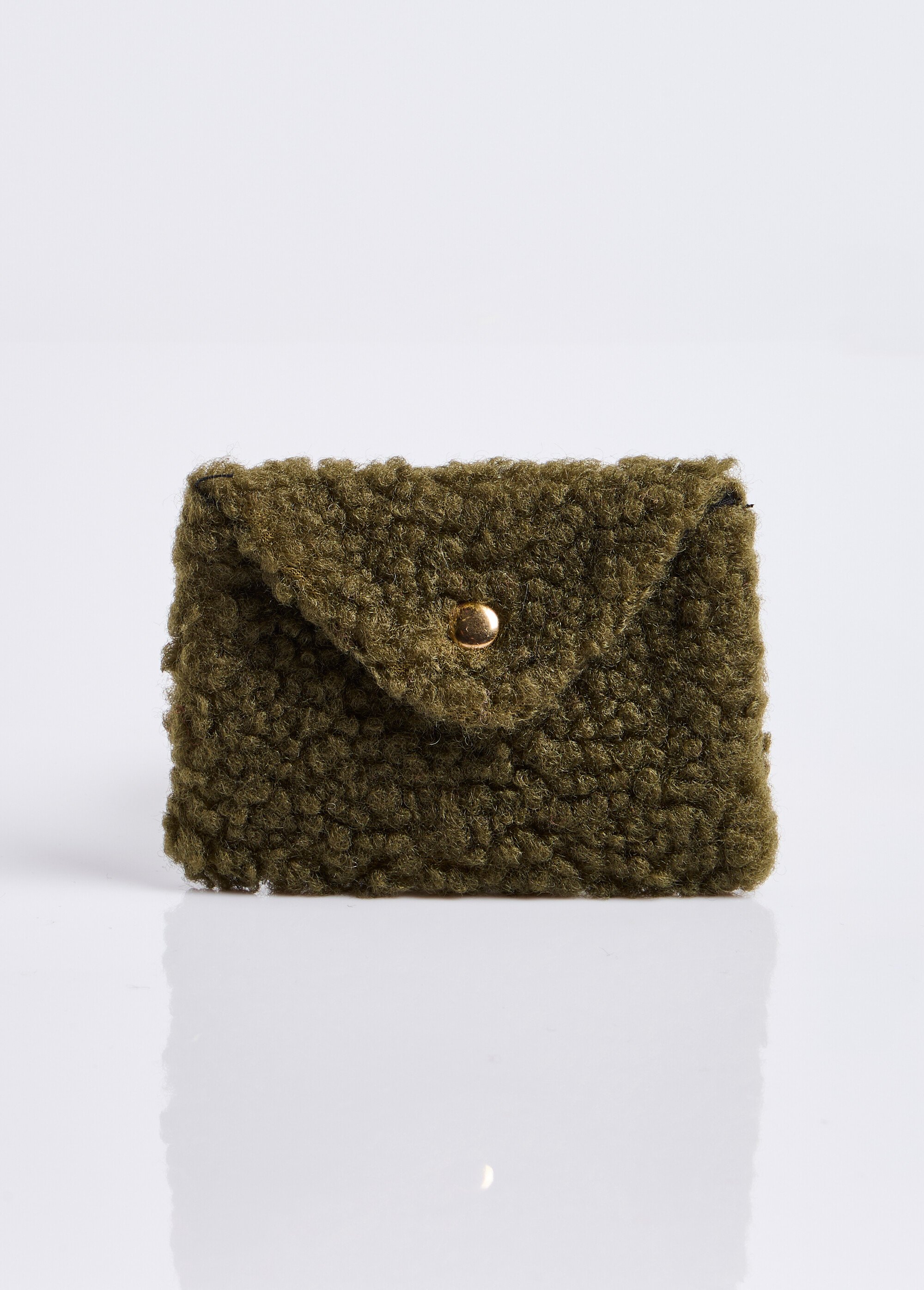 Pochette porte monnaie, fourrure sherpa Femme Vert MILLMPOCHETTEPO FA1