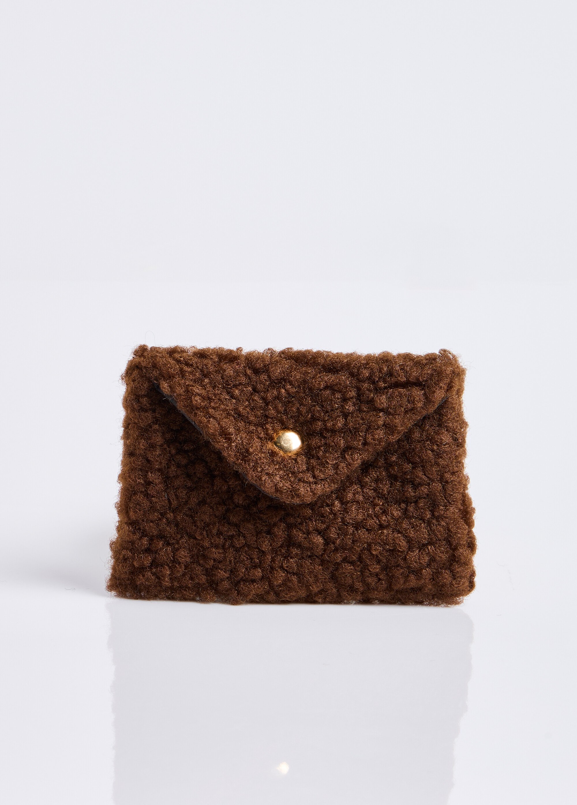 Pochette porte monnaie, fourrure sherpa Femme Marron MILLMPOCHETTEPO FA1