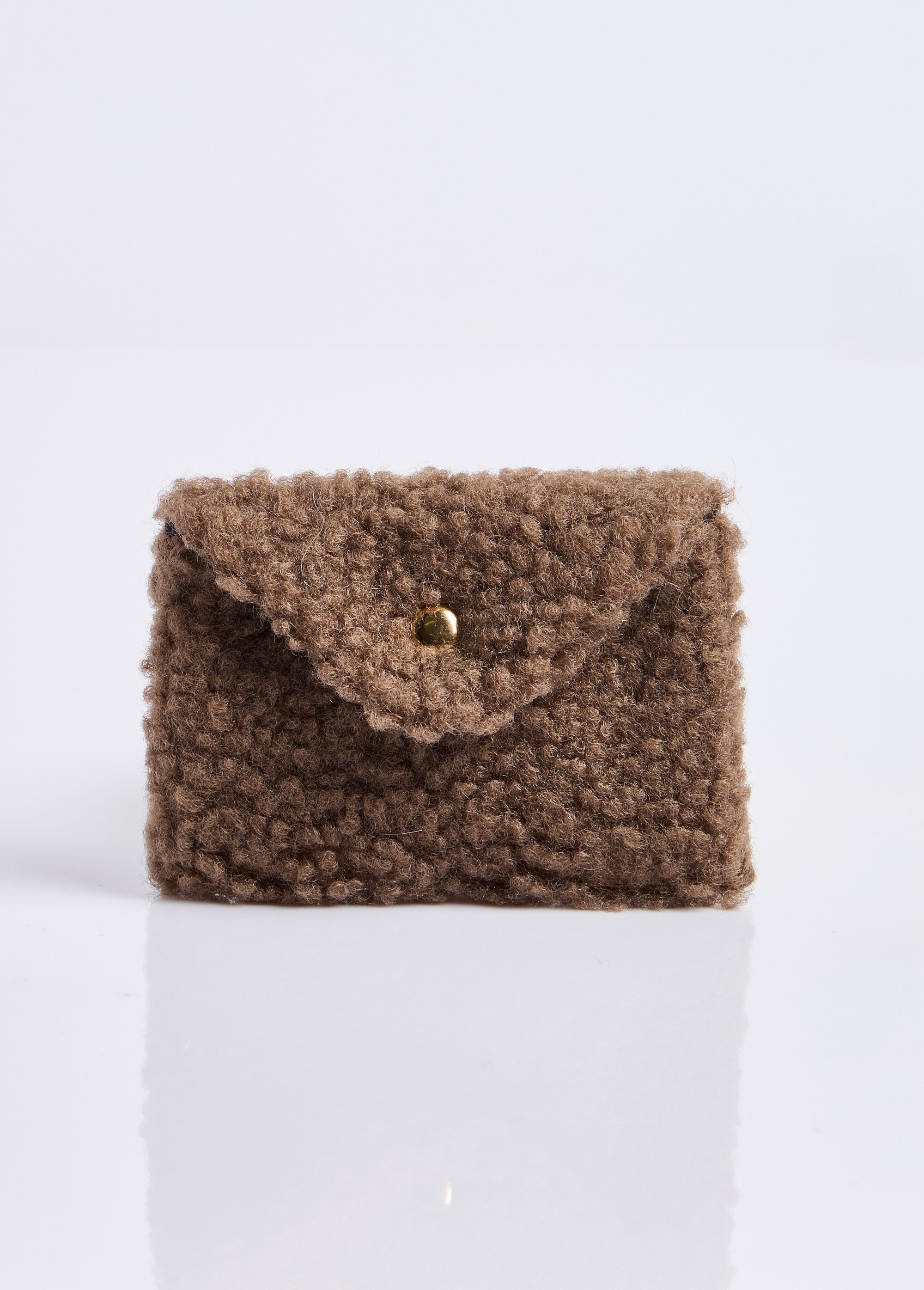 Pochette porte monnaie, fourrure sherpa