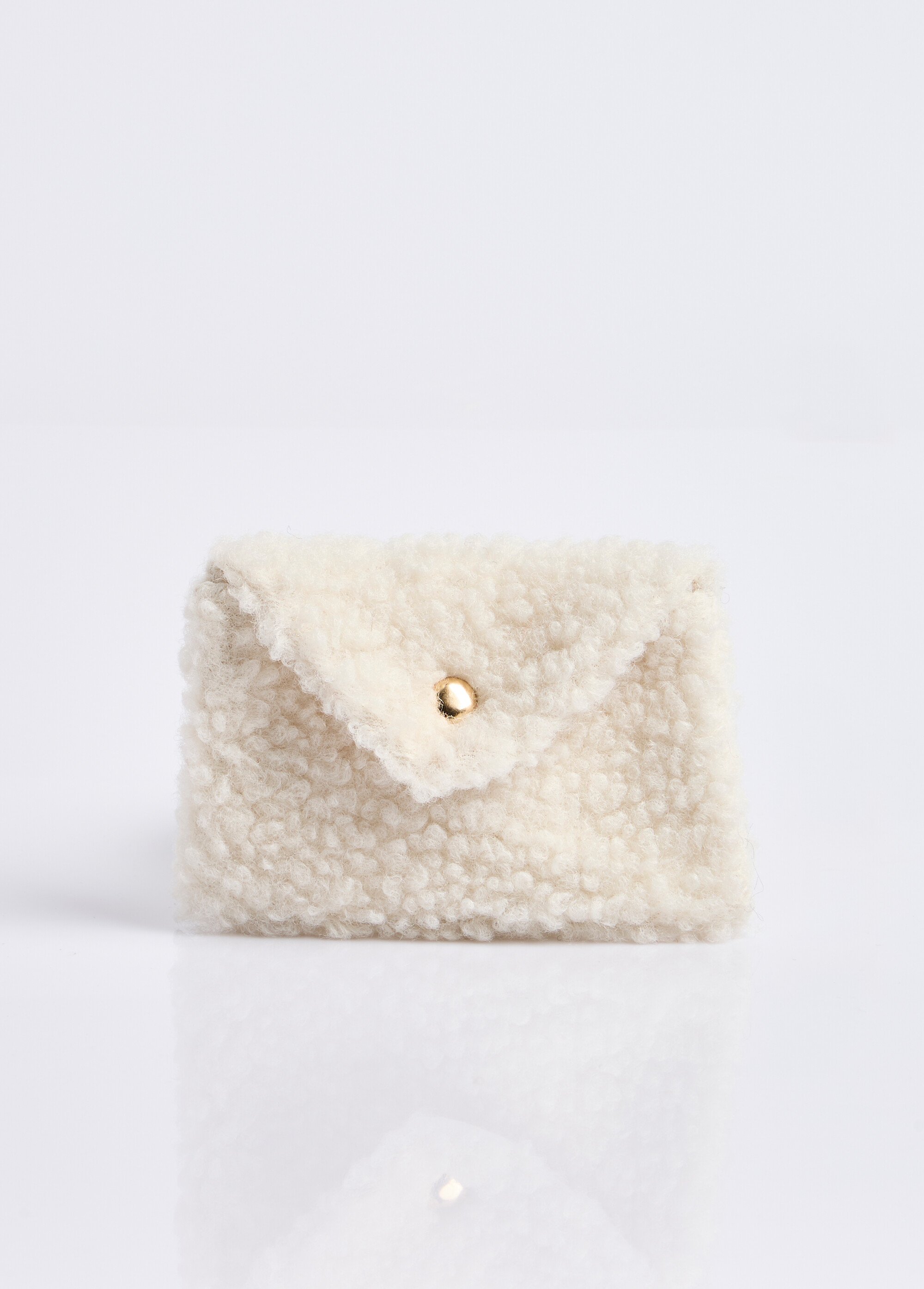 Pochette porte monnaie, fourrure sherpa Femme Beige MILLMPOCHETTEPO FA1