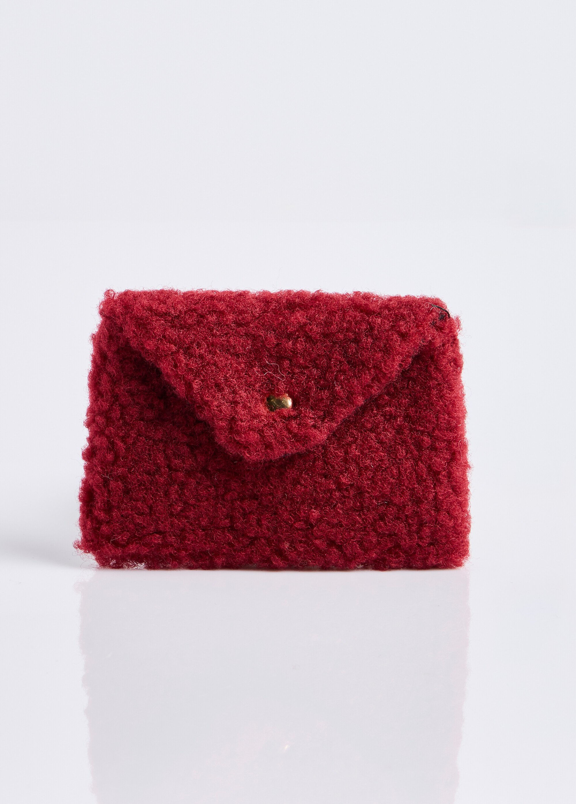 Pochette porte monnaie, fourrure sherpa