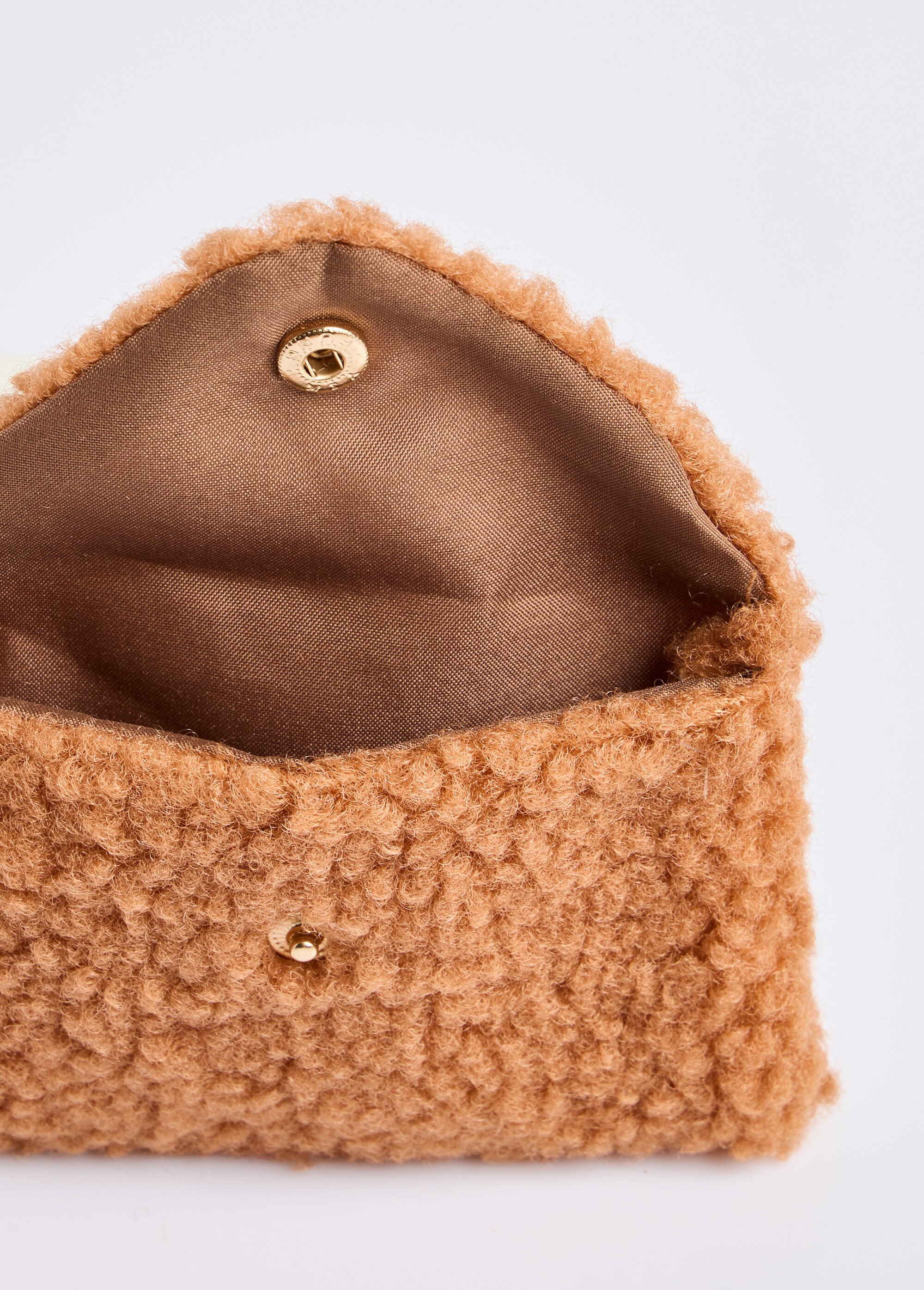 Pochette porte monnaie, fourrure sherpa