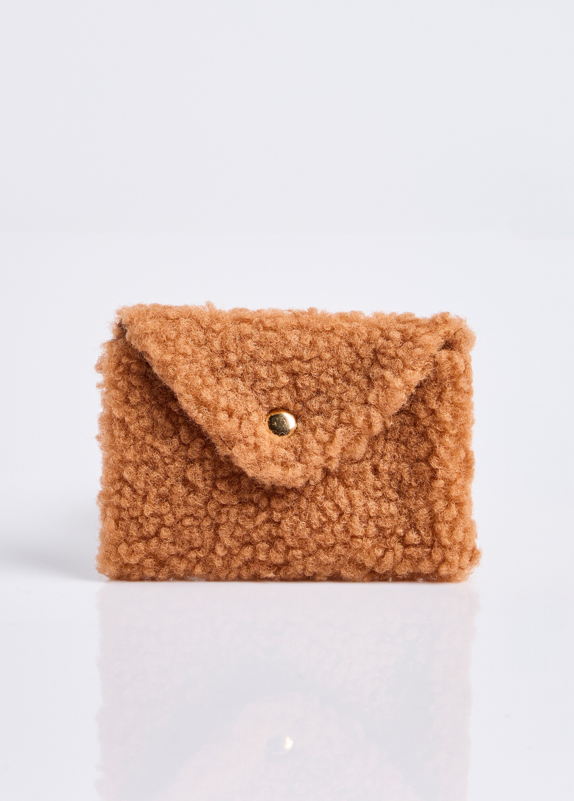 Pochette porte monnaie, fourrure sherpa