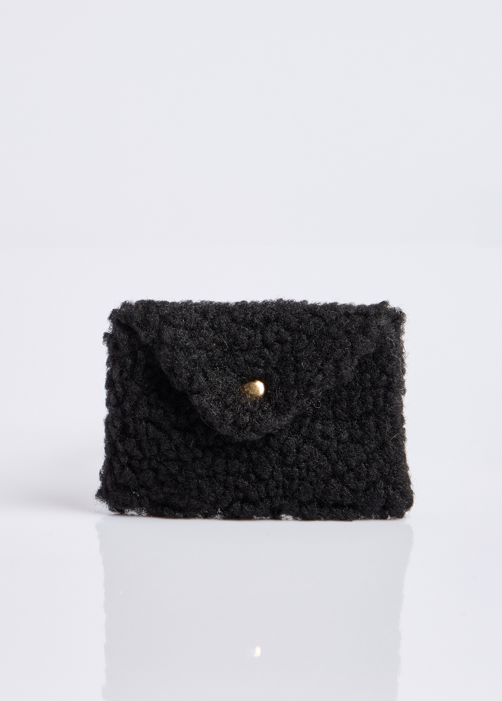 Pochette porte monnaie, fourrure sherpa Femme Noir MILLMPOCHETTEPO FA1