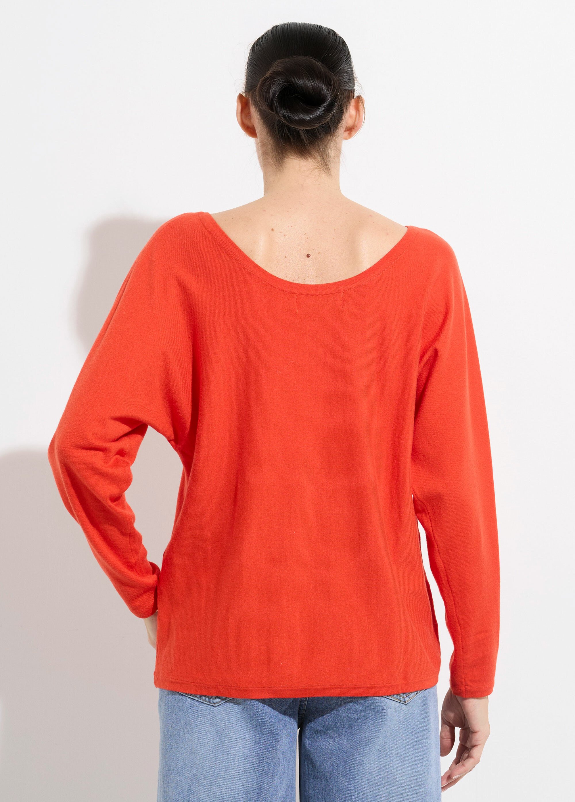 Pull col V maille fine éco-responsable Femme Rouge JS-JP-6712 DO1