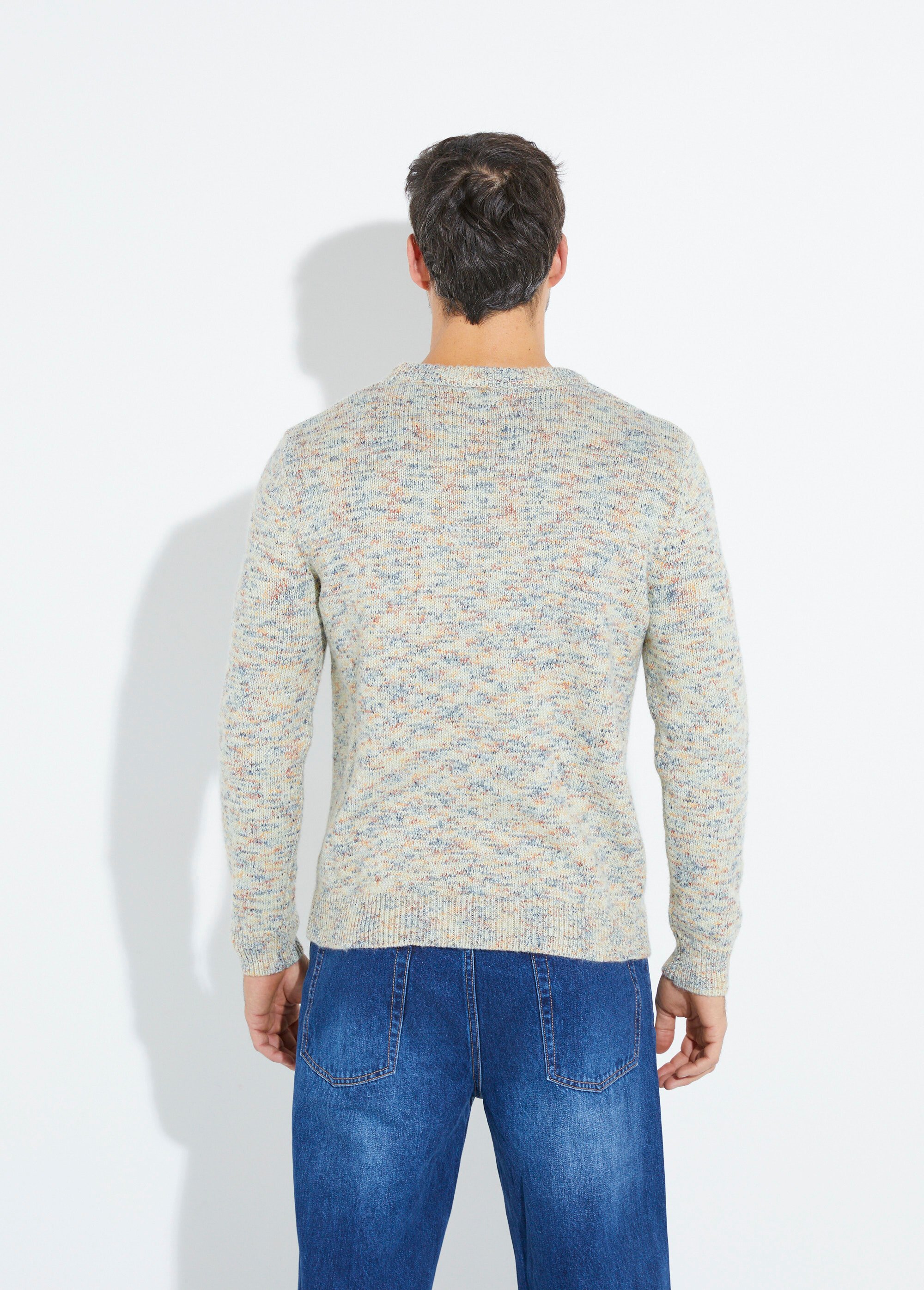 Pull maille fantaisie en coton mélangé Homme Beige YVE8016 DO1