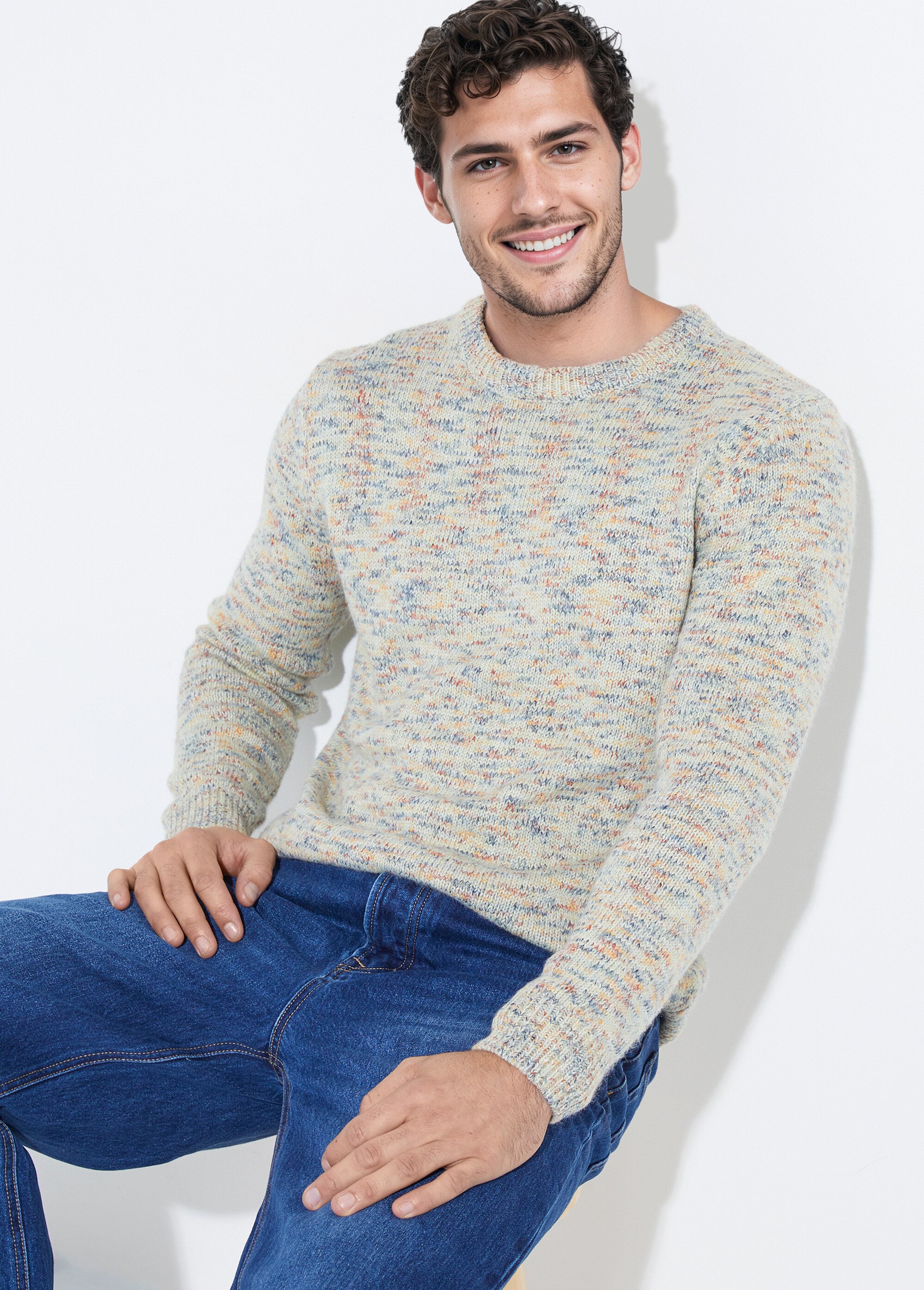 Pull maille fantaisie en coton mélangé