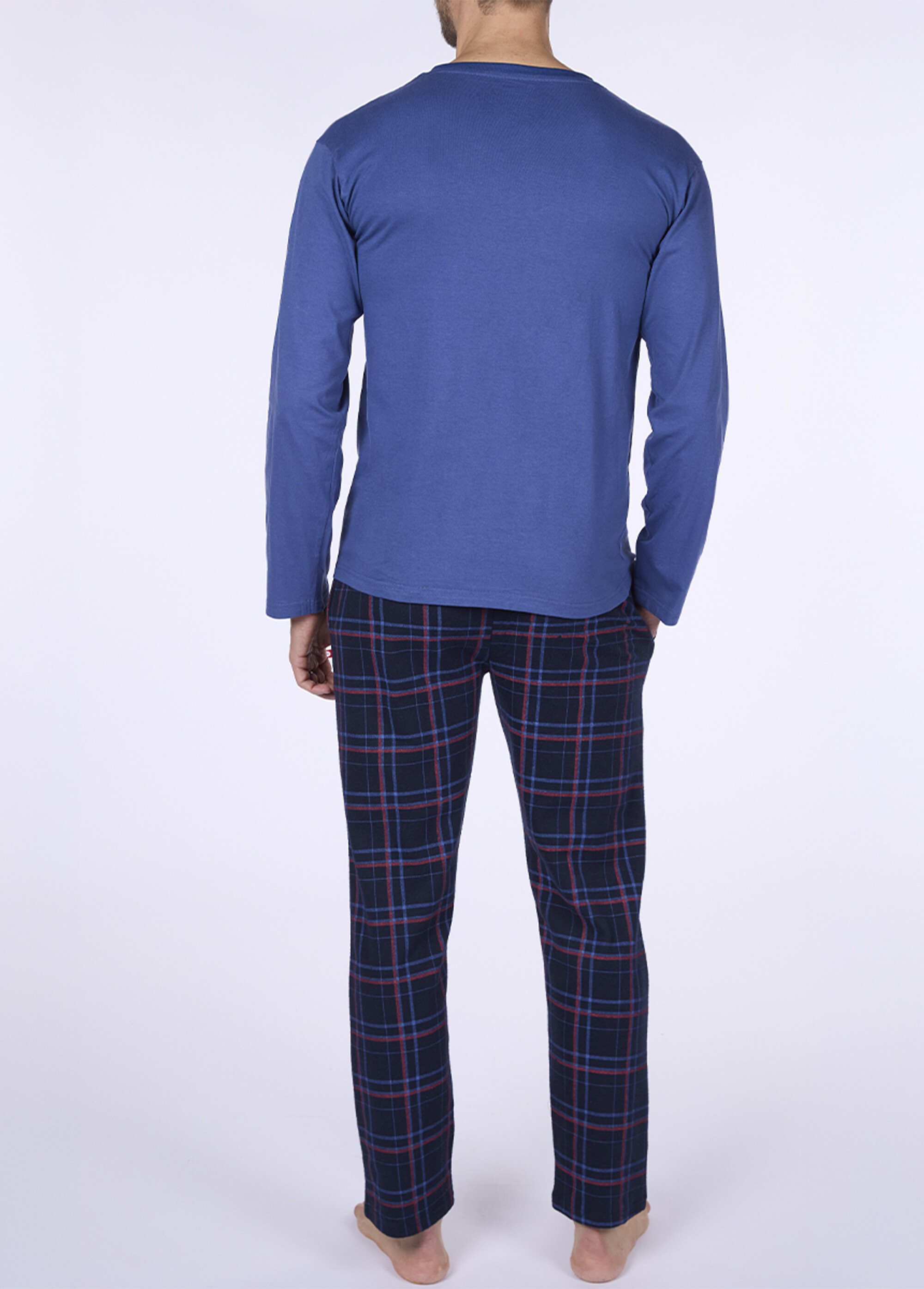 Pyjama 2 pièces jersey thème carreaux Homme Bleu CTMDH.HARMO.PYK DO1