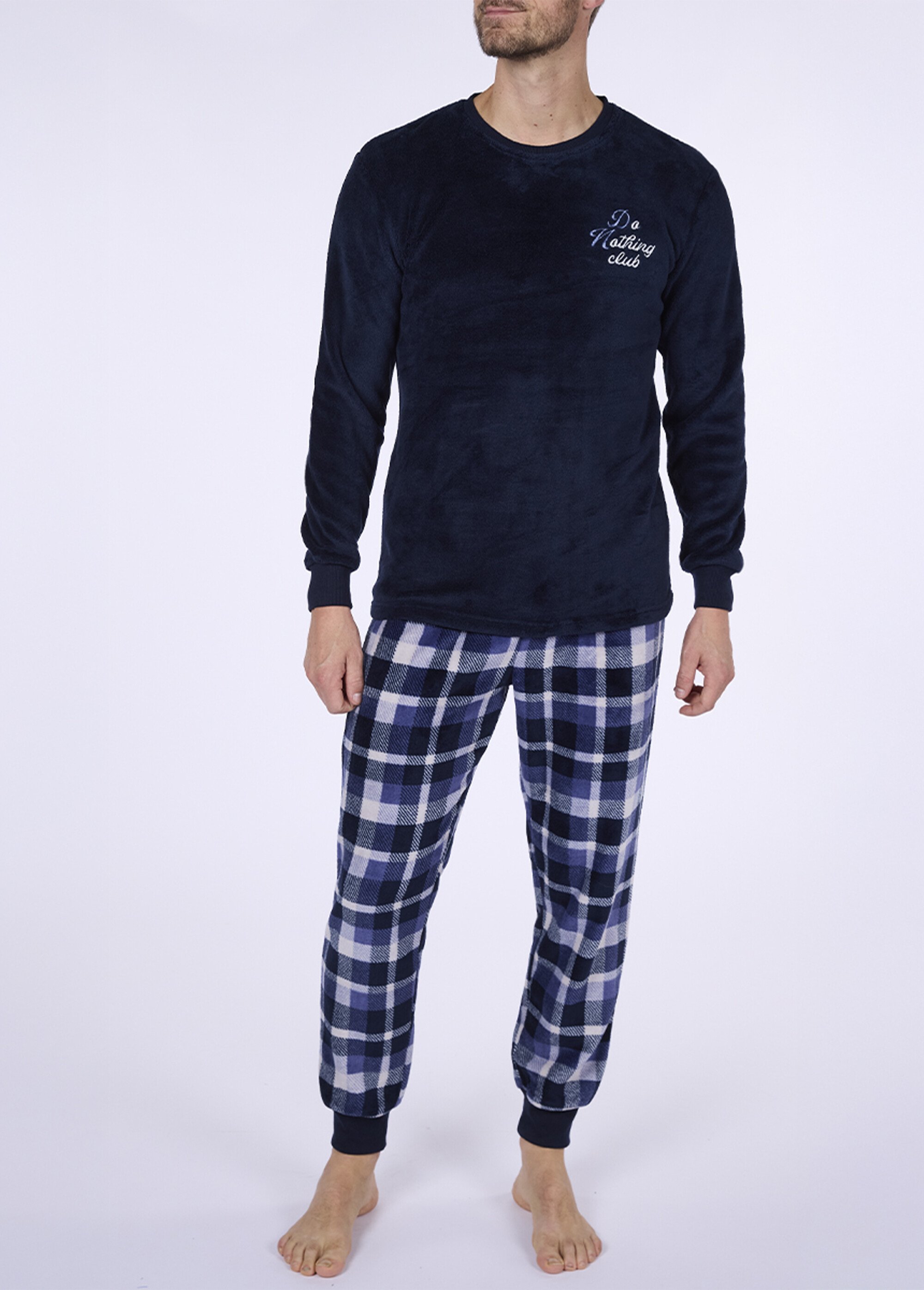 Pyjama chaud en polaire et flanelle Homme Bleu CTMAH.TIME.PYC FA1