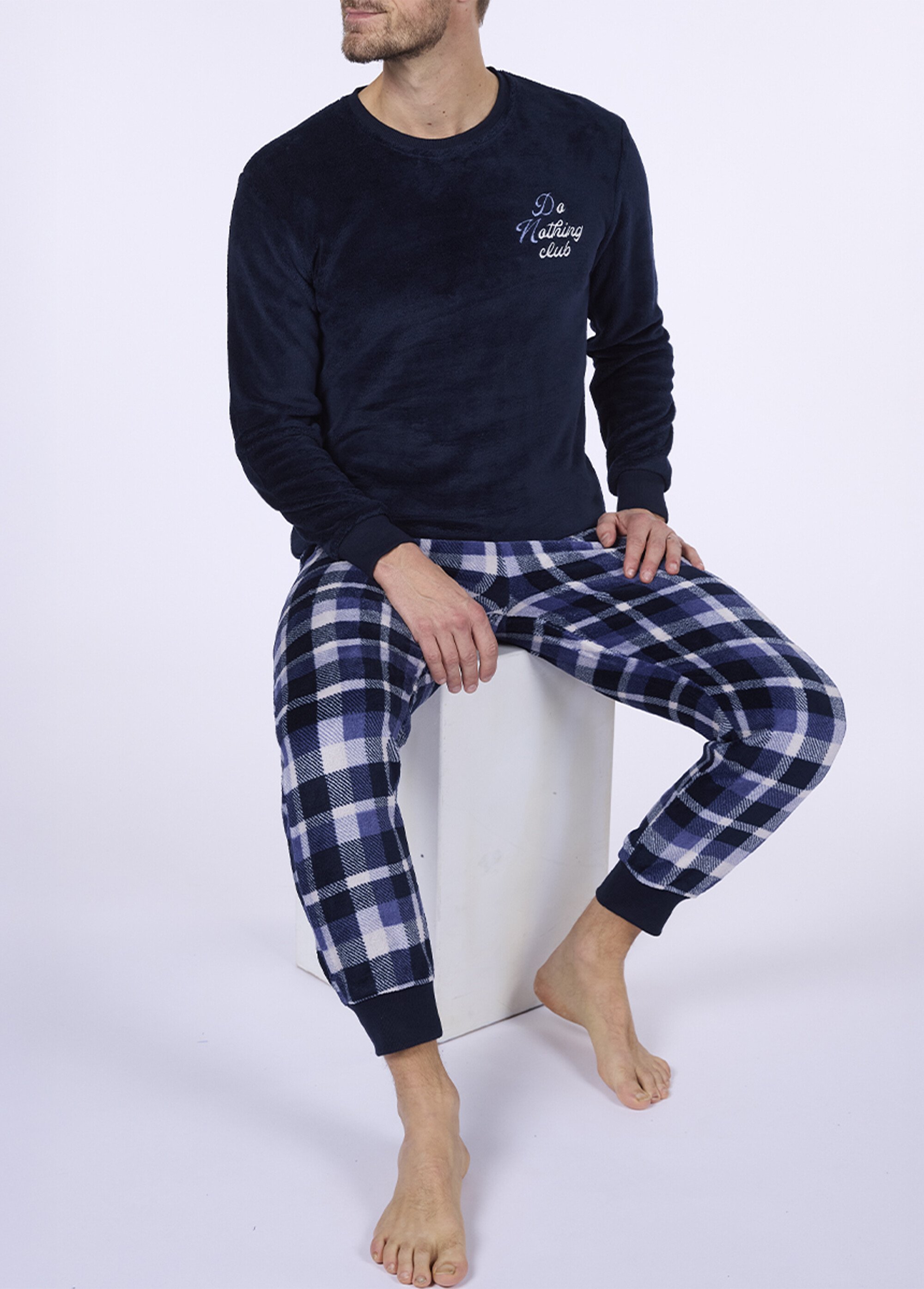 Pyjama chaud en polaire et flanelle Homme Bleu CTMAH.TIME.PYC MV1