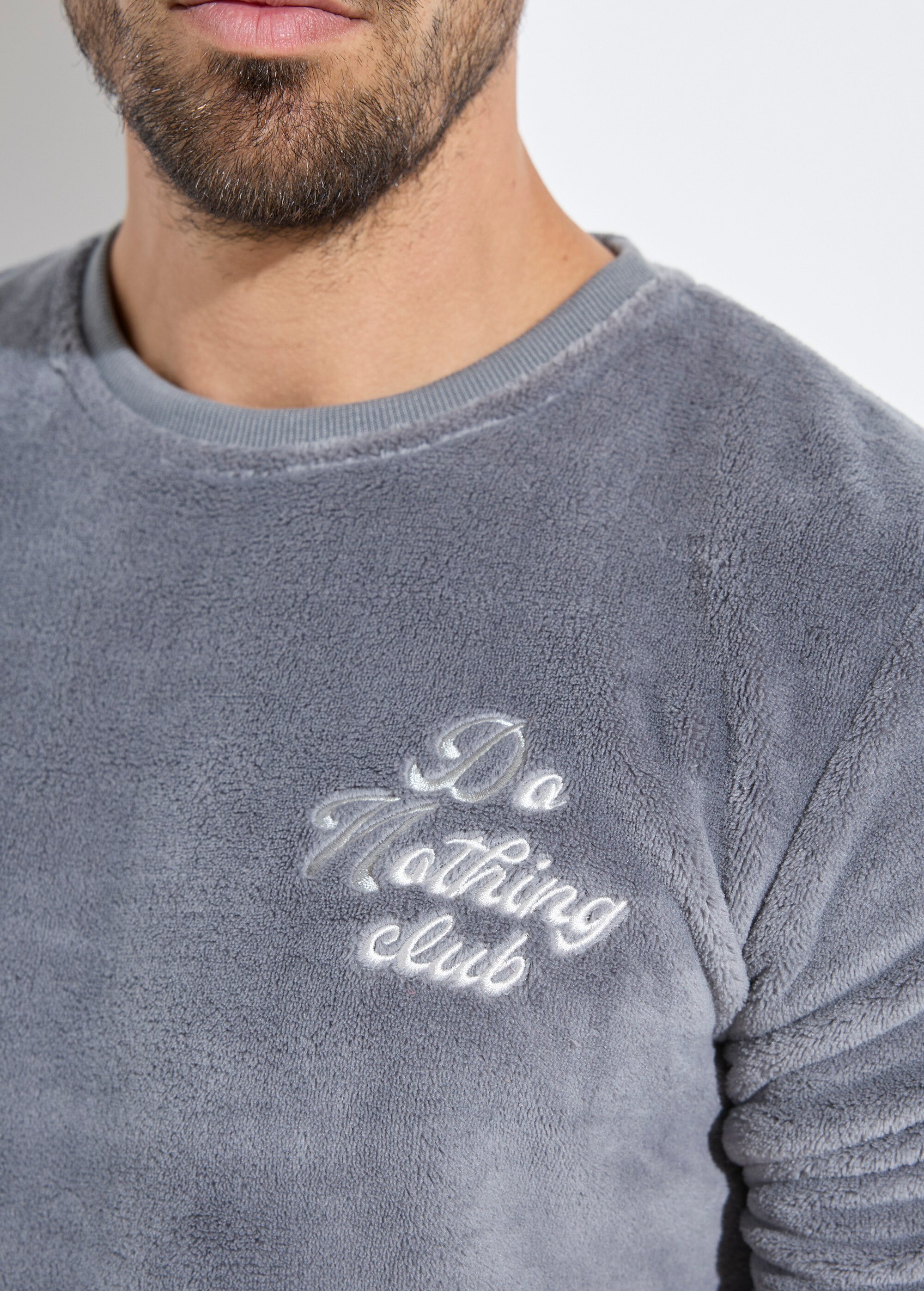 Pyjama chaud en polaire et flanelle Homme Gris CTMAH.TIME.PYC DE1