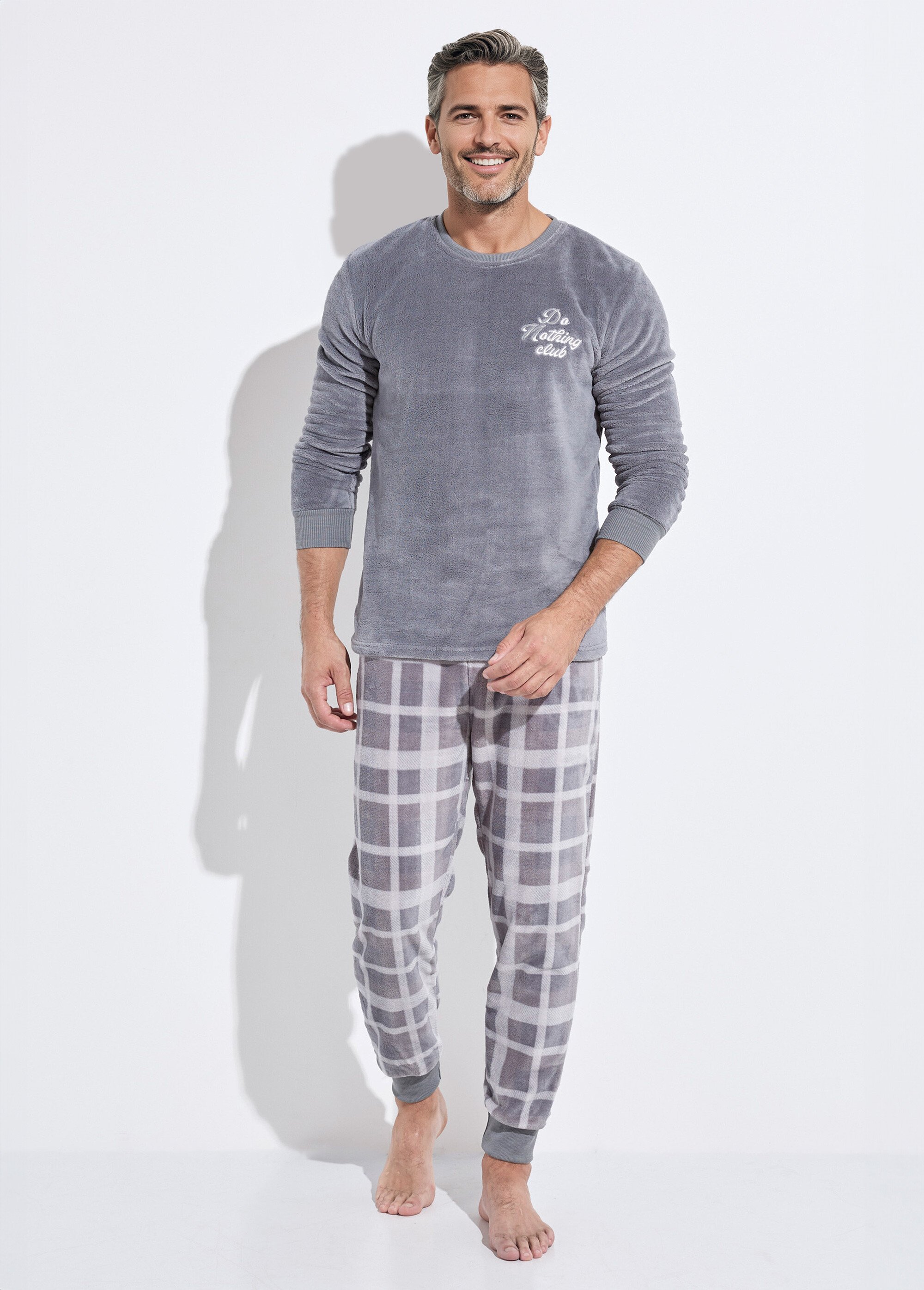 Pyjama chaud en polaire et flanelle Homme Gris CTMAH.TIME.PYC FA1