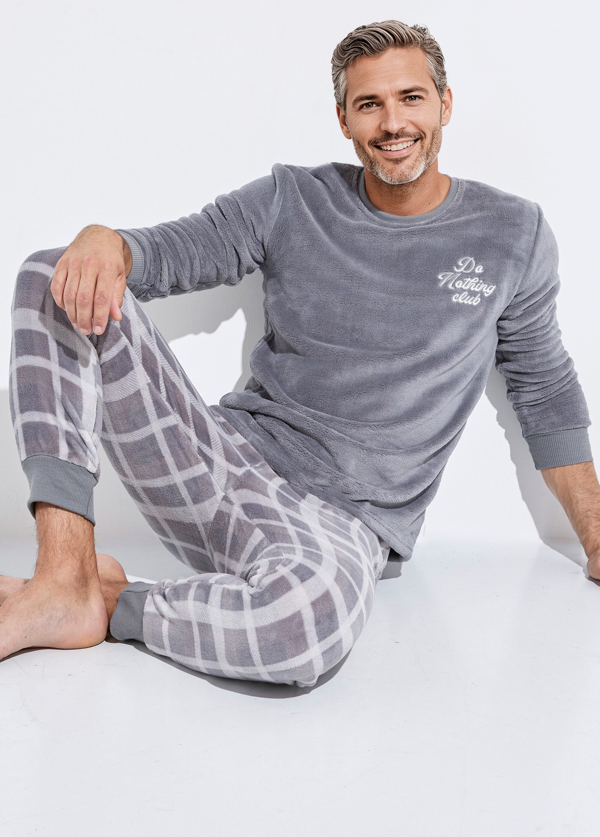 Pyjama chaud en polaire et flanelle Homme Gris CTMAH.TIME.PYC MV1