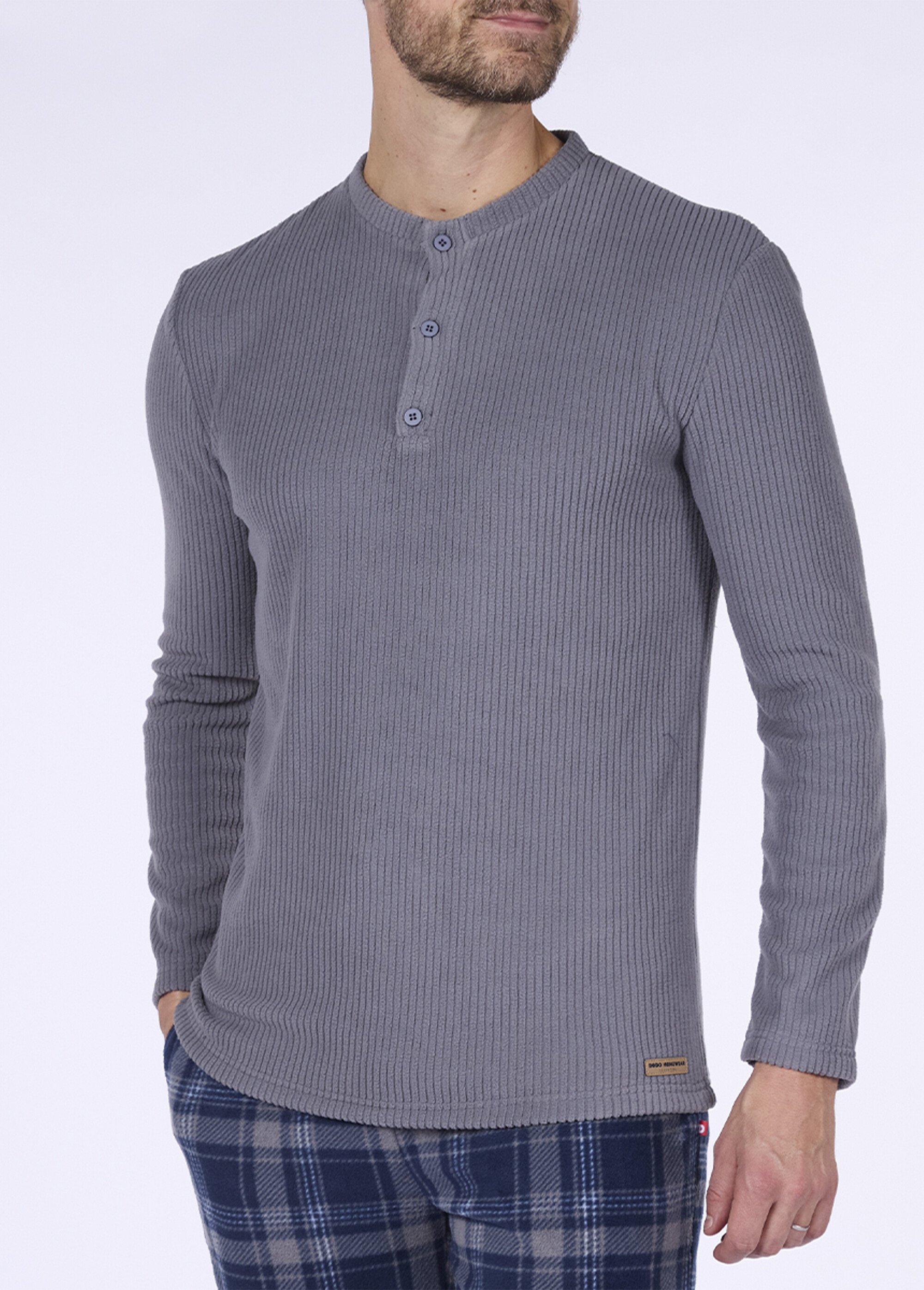 Pyjama chaud en polaire thème carreaux Homme Gris CTMDH.SEN.PYP DE1