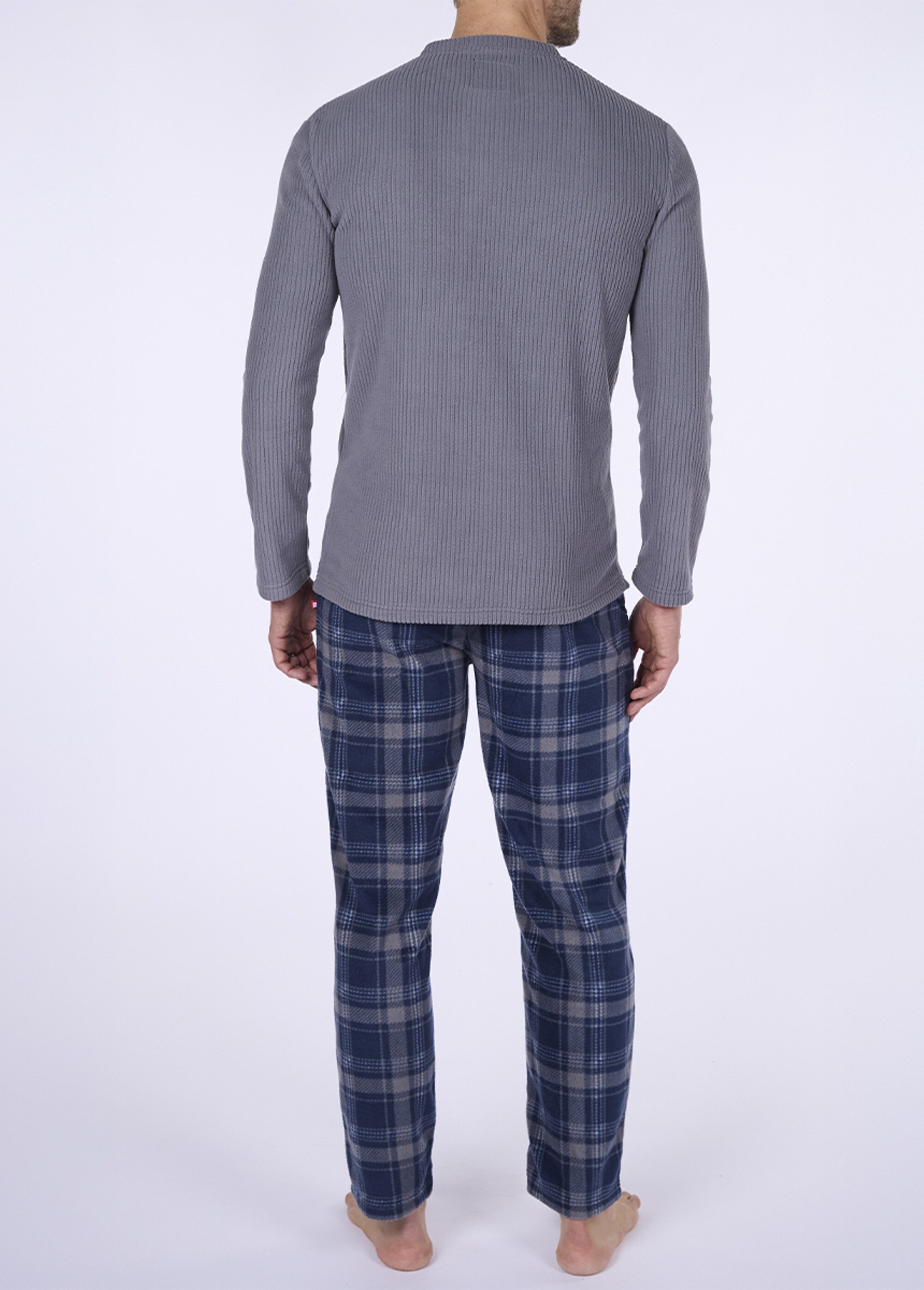 Pyjama chaud en polaire thème carreaux Homme Gris CTMDH.SEN.PYP DO1