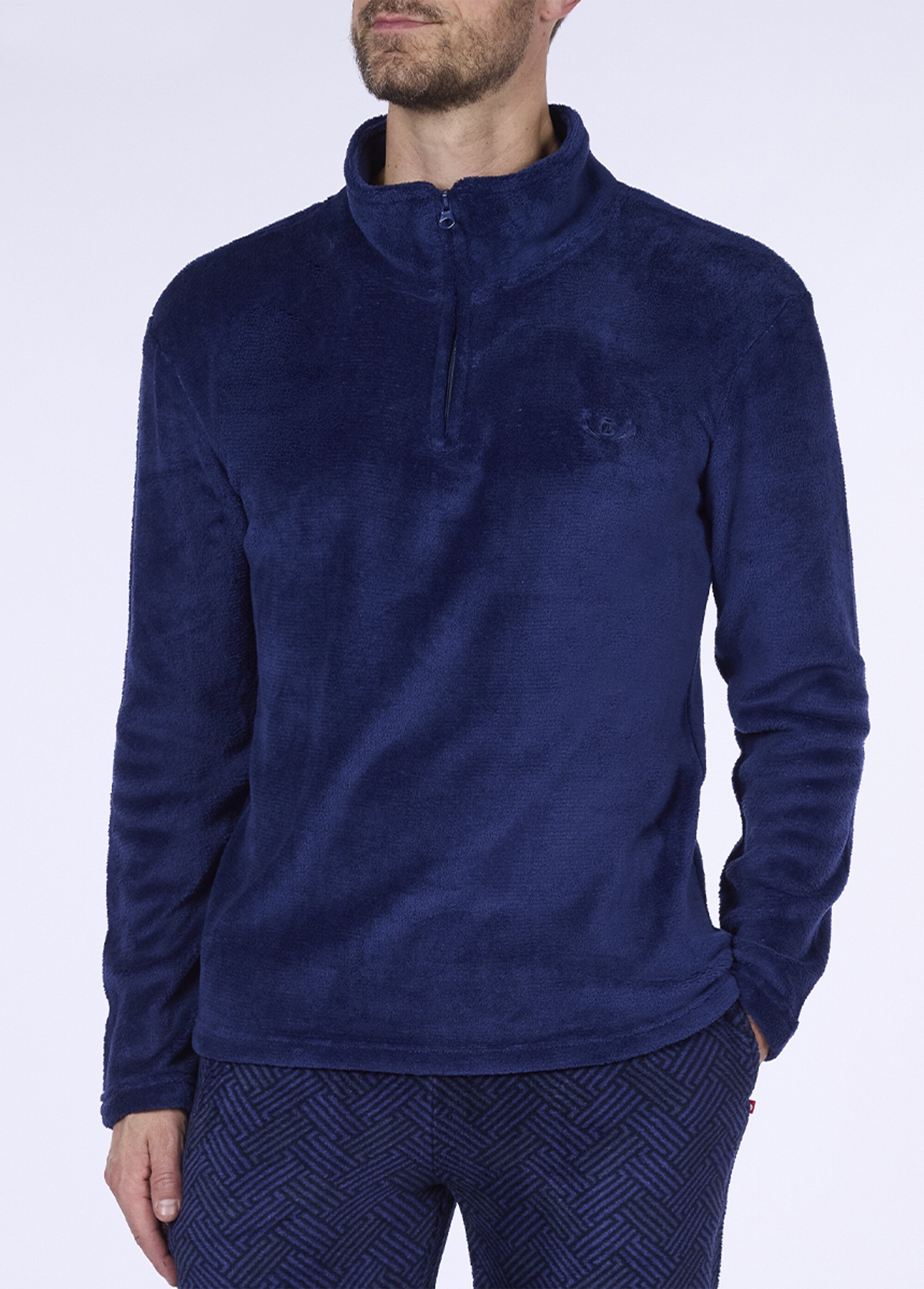 Pyjama chaud en velours col montant Homme Bleu CTMDH.DEER.PYC DE1