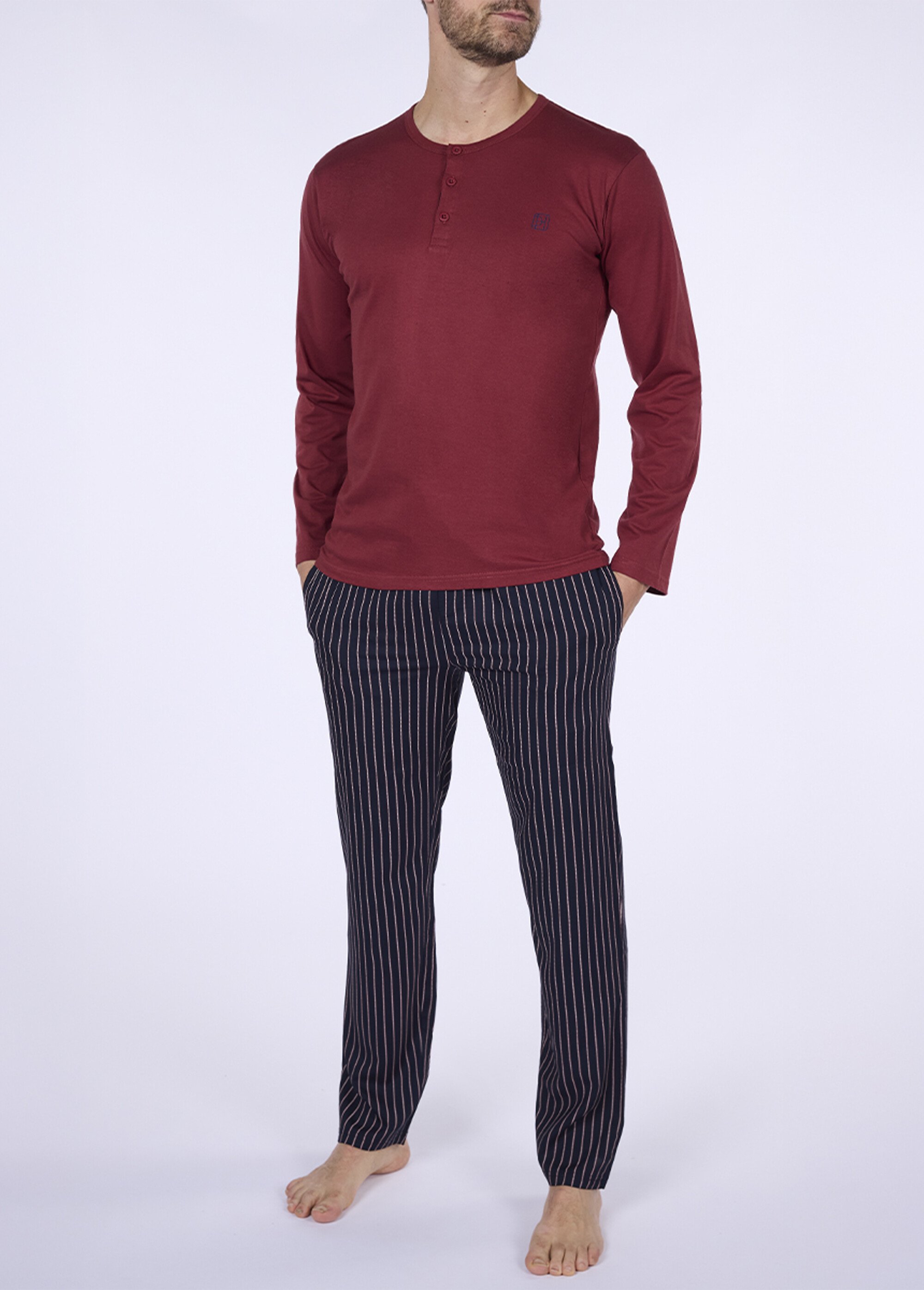 Pyjama homme 2 pièces thème rayures Homme Rouge CTMHH.INE.PY FA1